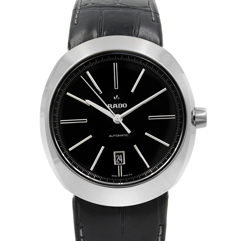 Rado D Star Ceramic Leather Strap Date Automatic Black Dial Mens Watch R15760155 For Sale At 1stdibs