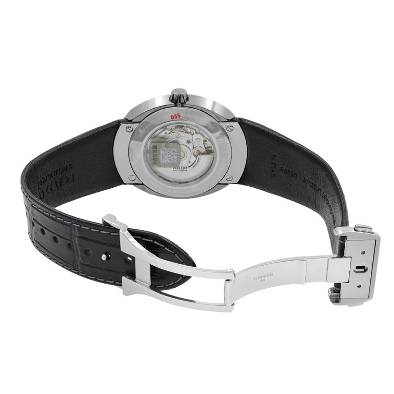 Rado D Star Ceramic Leather Strap Date Automatic Black Dial Mens Watch R15760155 For Sale At 1stdibs
