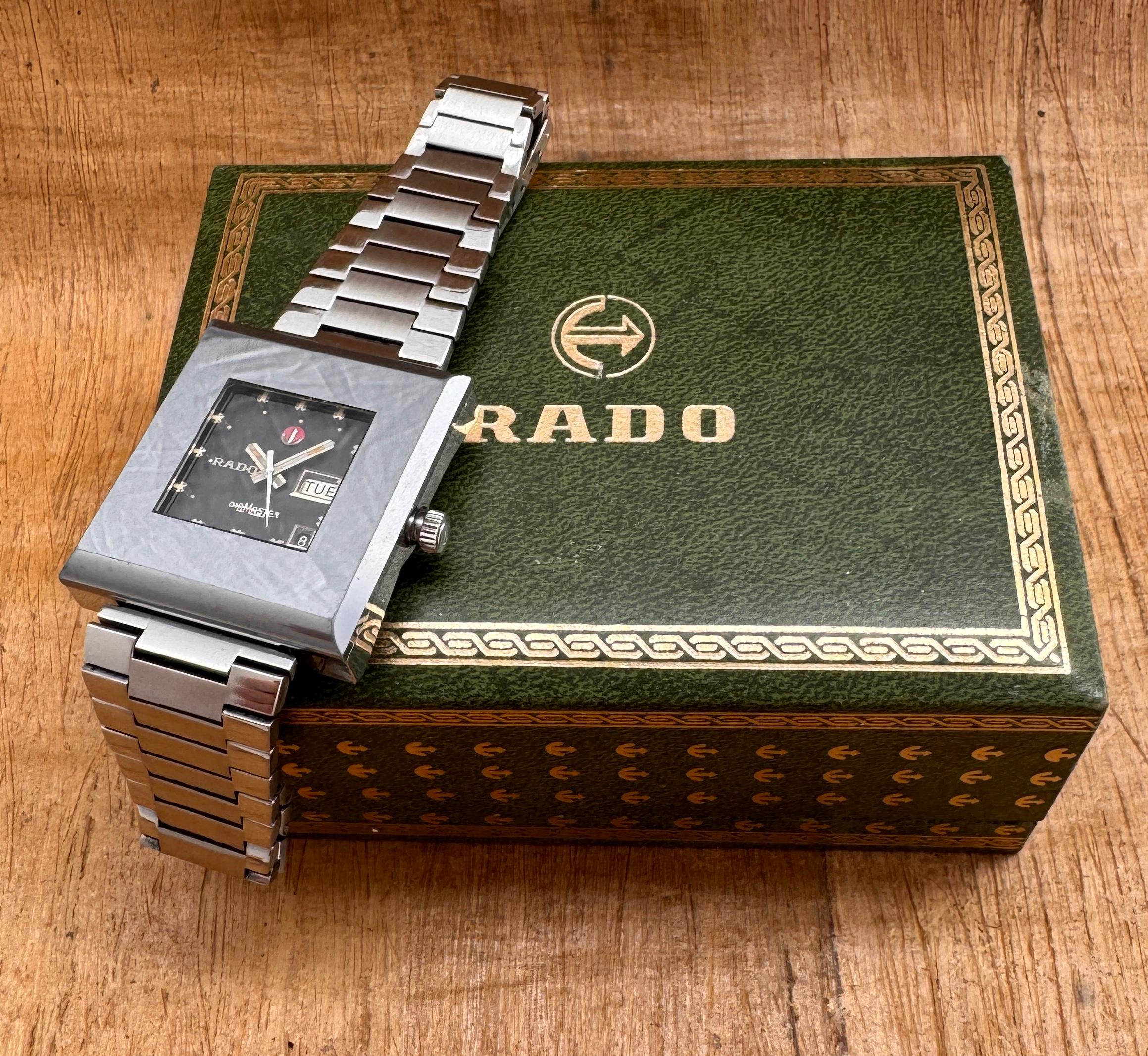RADO DiaMaster 10 Automatico Grigio Data Giorno Bracciale Orologio formato Jumbo in scatola In condizioni buone in vendita a Toronto, CA