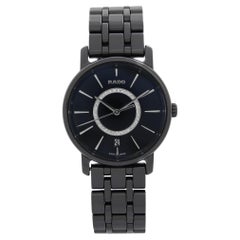 Used Rado Diamaster Ceramic Black Diamond Dial Quartz Ladies Watch R14063737