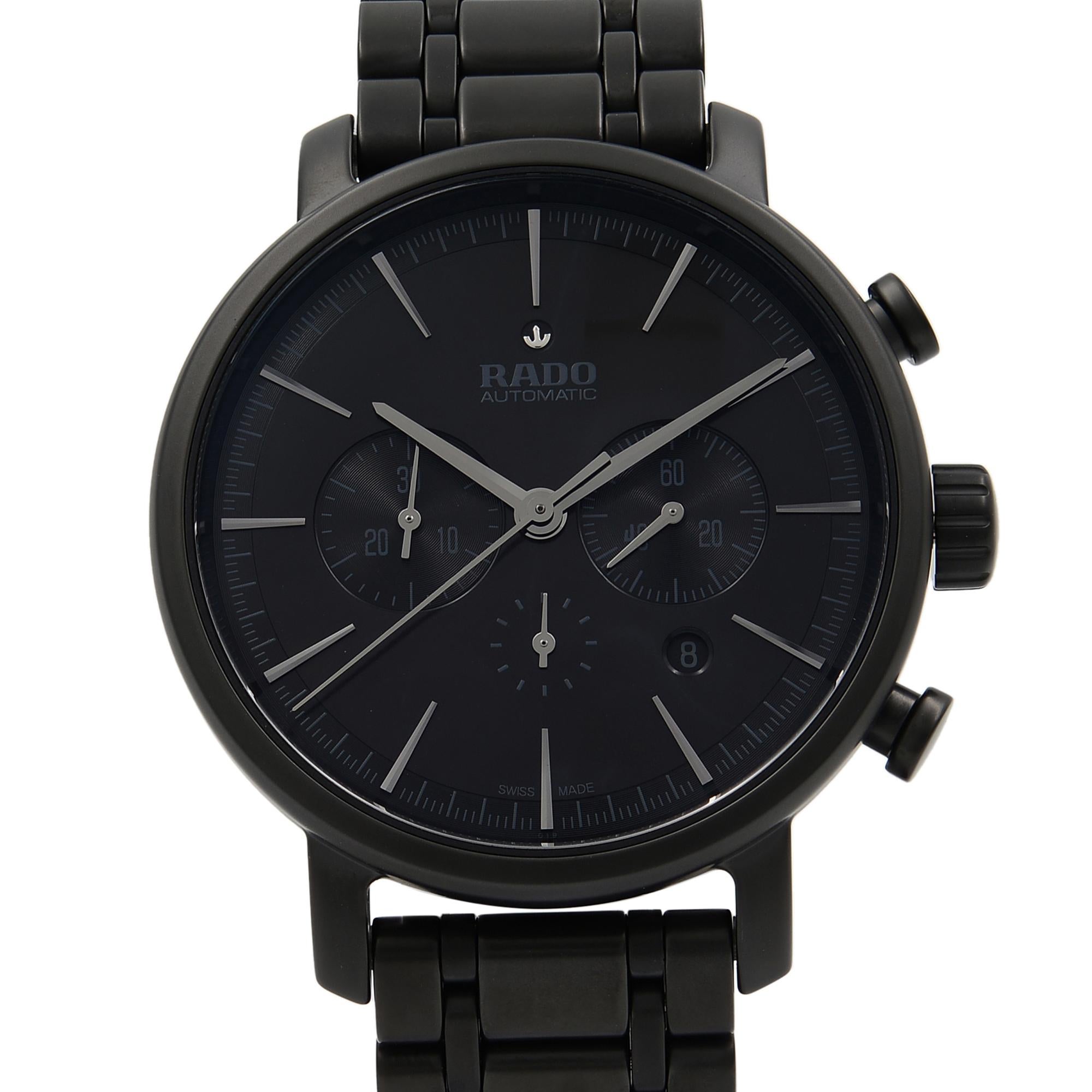 Brand	Rado
Series	Diamaster
Model Number	R14090192
Seller Warranty Provided
Movement	Automatic Self Wind
Gender	Mens
Case Material	Ceramic
Case Shape	Round
Case Diameter w/ crown	48mm
Case Diameter	45mm
Bezel Diameter	45mm
Case Thickness	13mm
Bezel