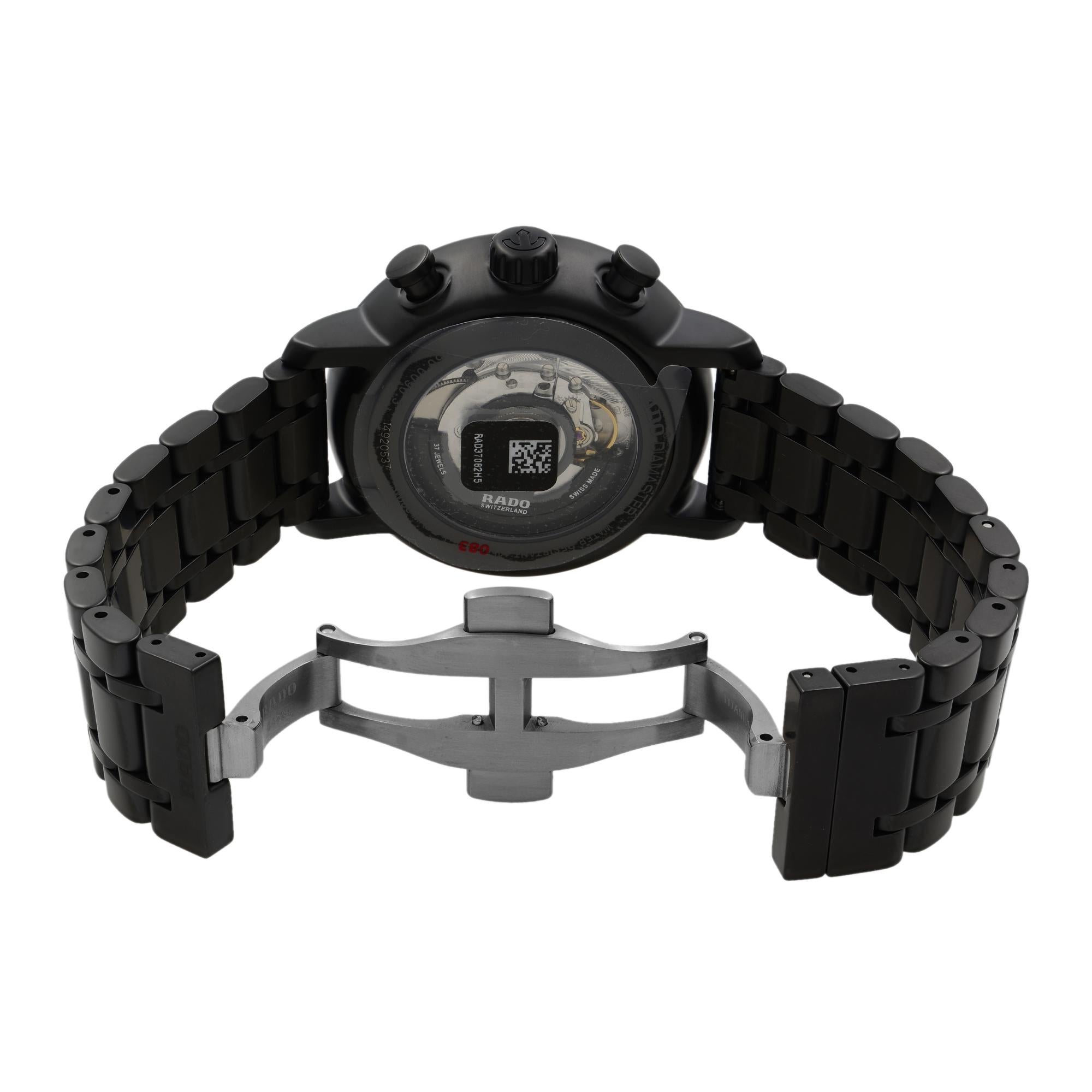 Rado Diamaster Black Dial Ceramic Automatic Chronograph Men’s Watch R14090192 In New Condition In New York, NY