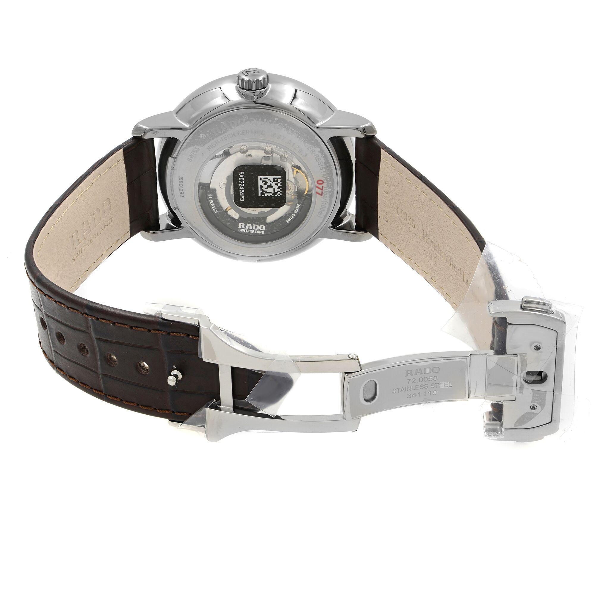 Rado DiaMaster Ceramic Brown Dial Automatic Men’s Watch R14129306 In New Condition In New York, NY