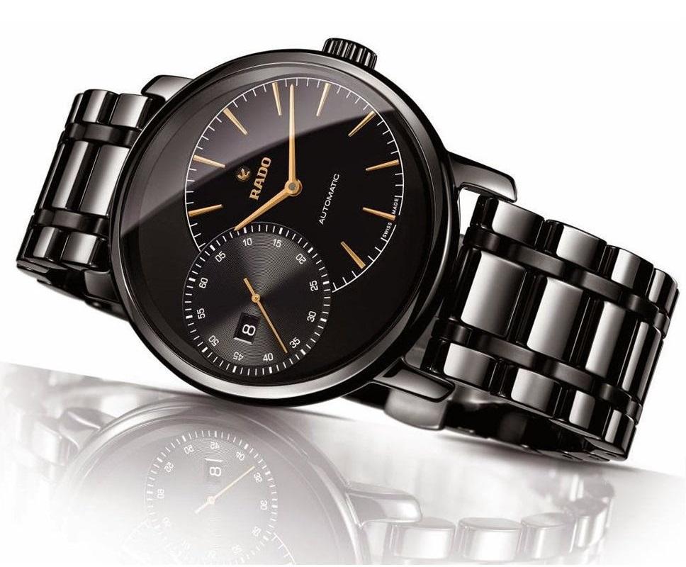rado men's black ceramic bracelet watch