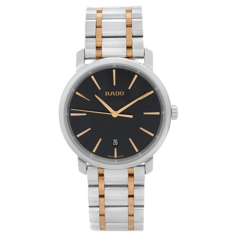 Rado DiaMaster Two-Tone Stainless Steel Black Dial Quartz Men Watch R14078163