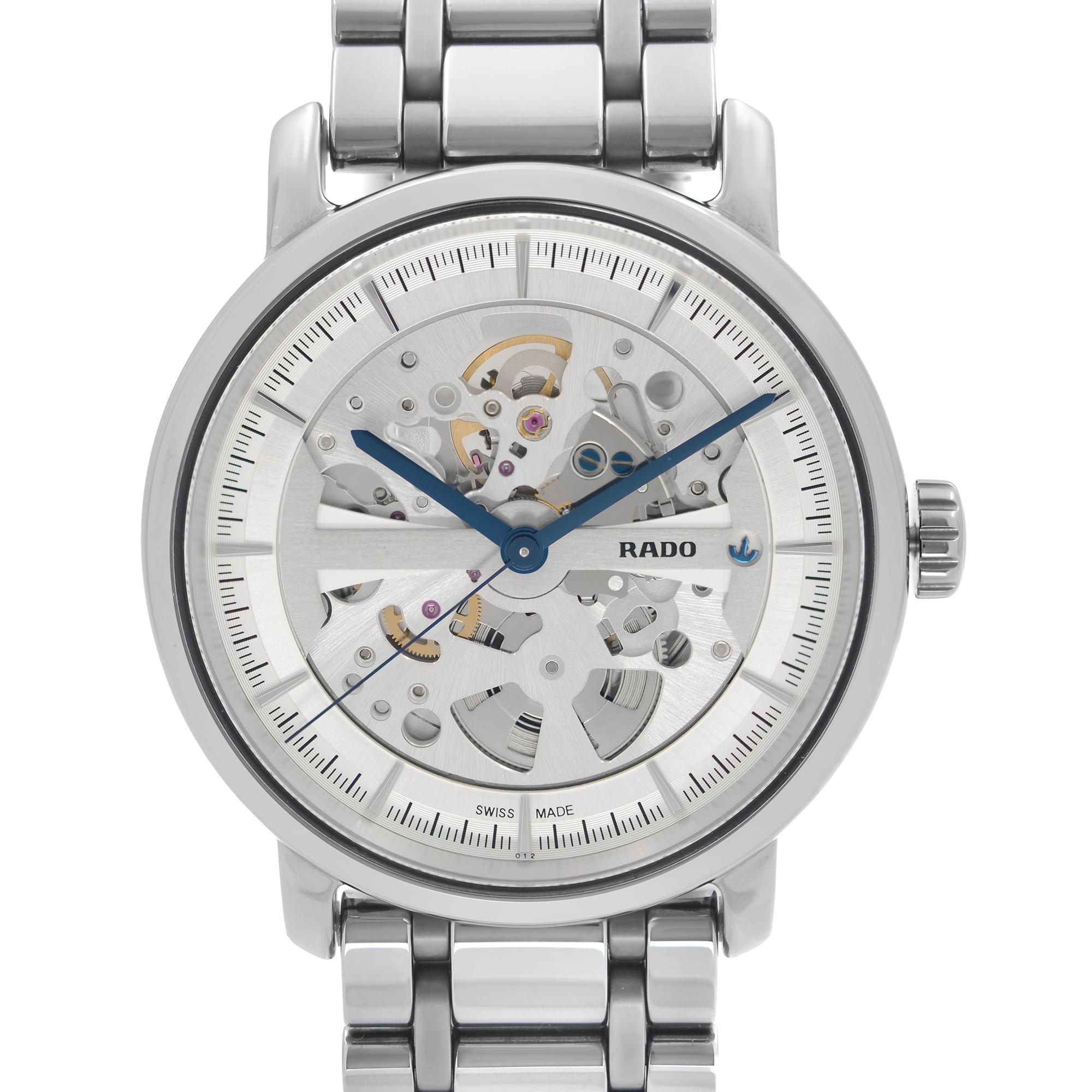 Display Model Rado Diamaster XL Ceramic Gray Skeleton Dial Automatic Men's Watch R14132122. This Beautiful Timepiece is Powered by Mechanical (Automatic) Movement and Features: Round High-Tech Ceramic & Bracelet Fixed High-Tech Ceramic Bezel, Grey