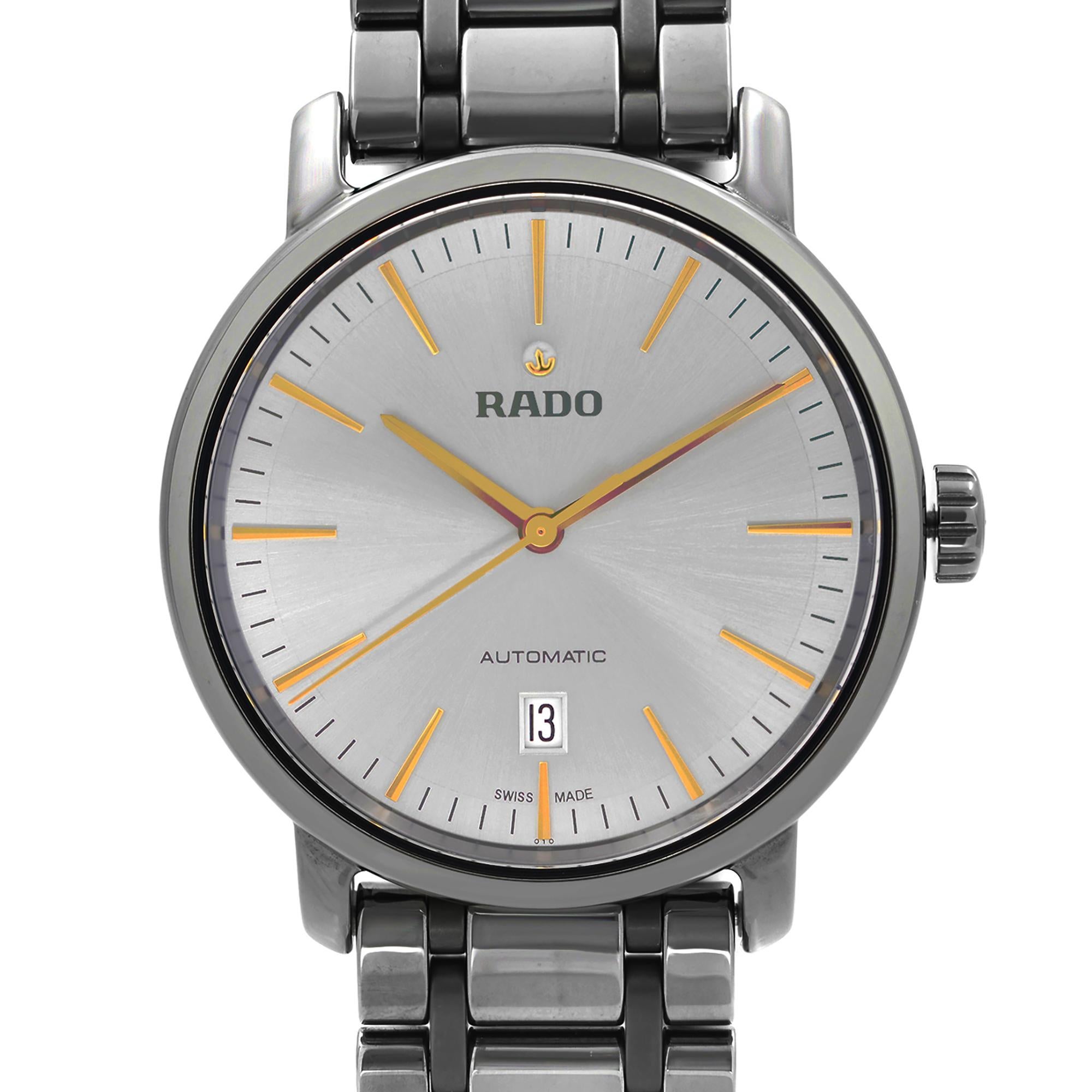 Display Model. Comes with the Original Box and Chronostore Authenticity Card. Covered by 1-year Chronostore Warranty.

Details:
MSRP 3250.00
Brand Rado
Department Men
Model Number R14074102
Country/Region of Manufacture Switzerland
Model Rado