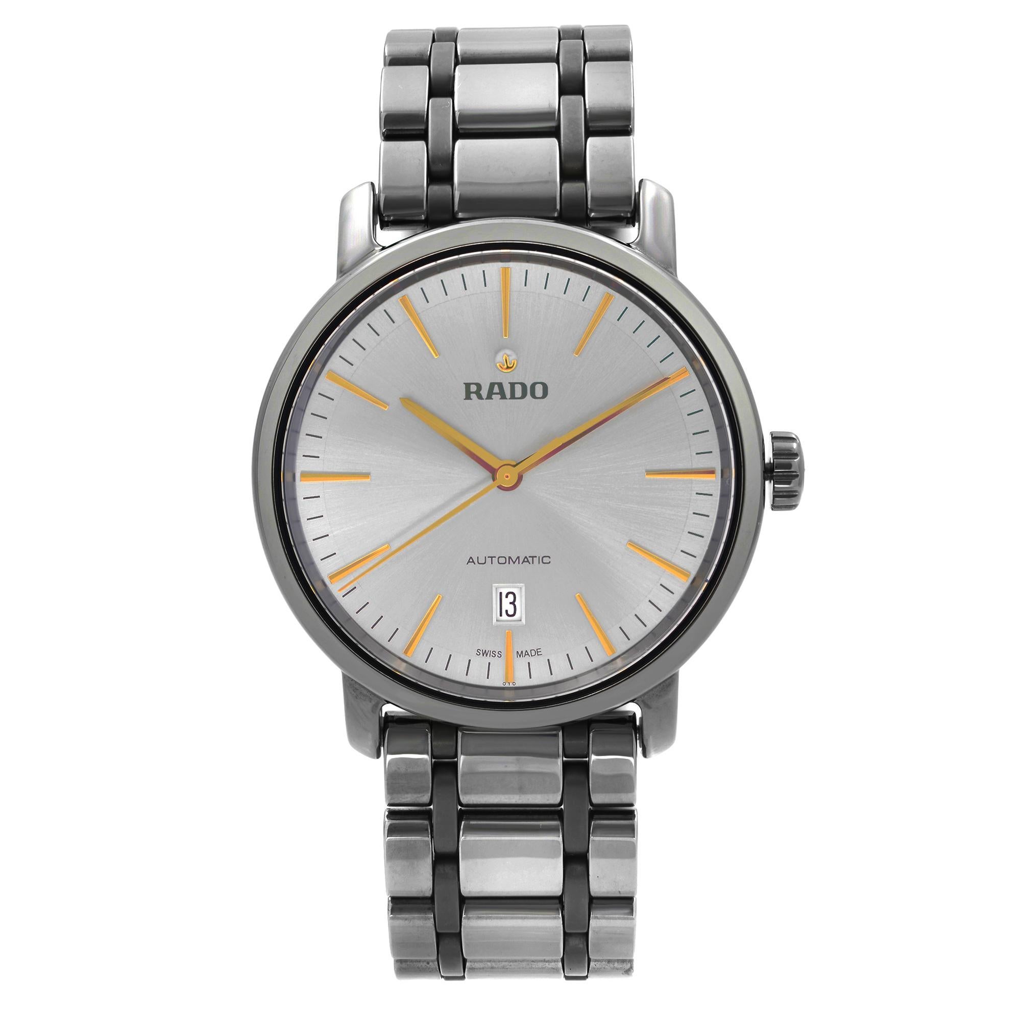 Rado DiaMaster XL High-Tech Ceramic Silver Dial Automatic Mens Watch R14074102 en vente