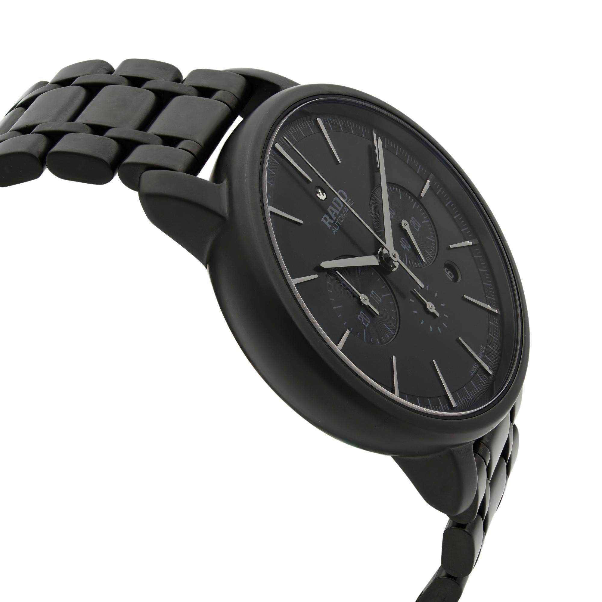 Rado Diamaster XXL Ceramic Black Dial Automatic Men's Watch R14090192 In Good Condition In New York, NY
