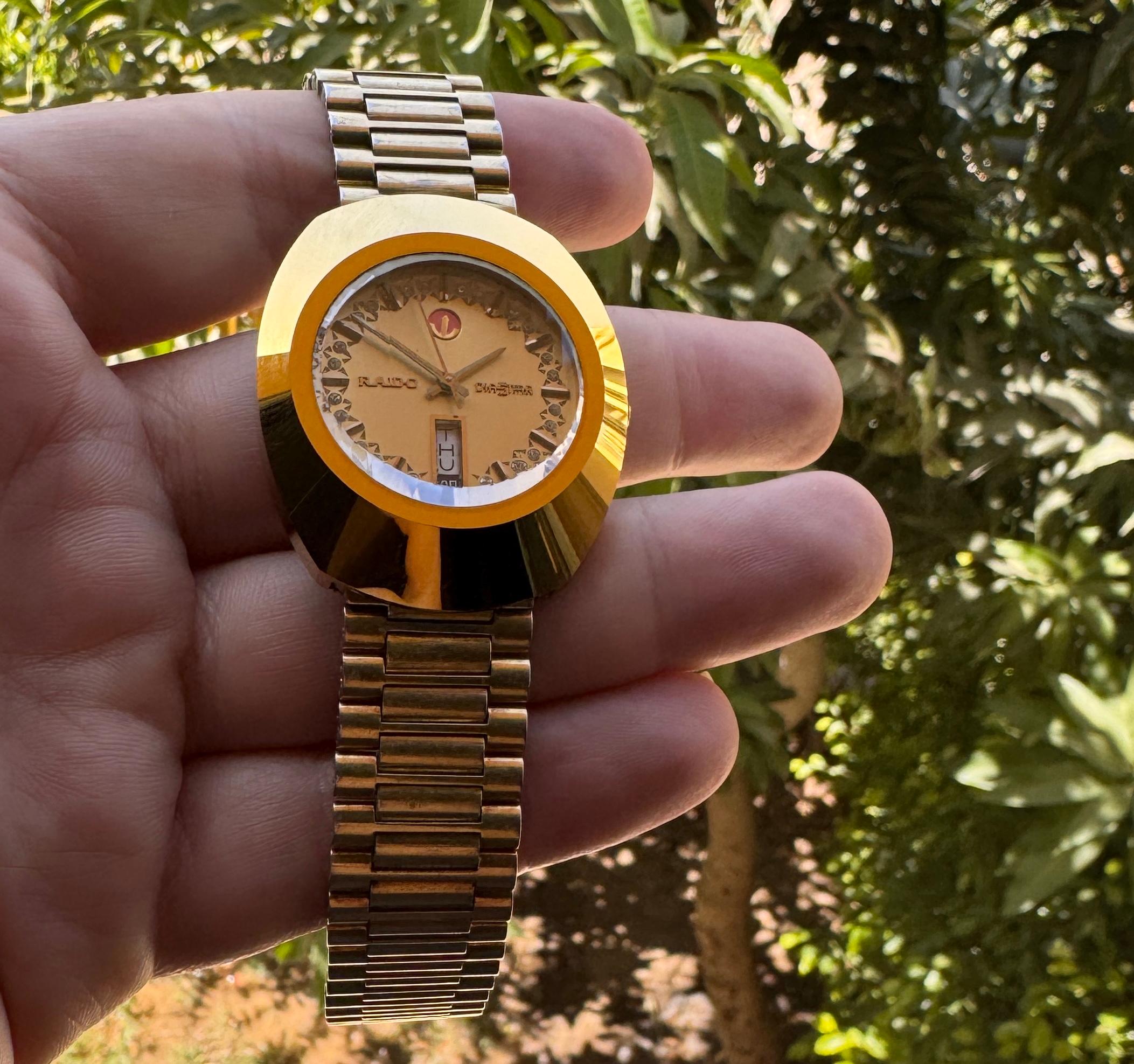 Rado Diastar Automatic Gold-Tone Rare Dial Men Watch in vendita 12