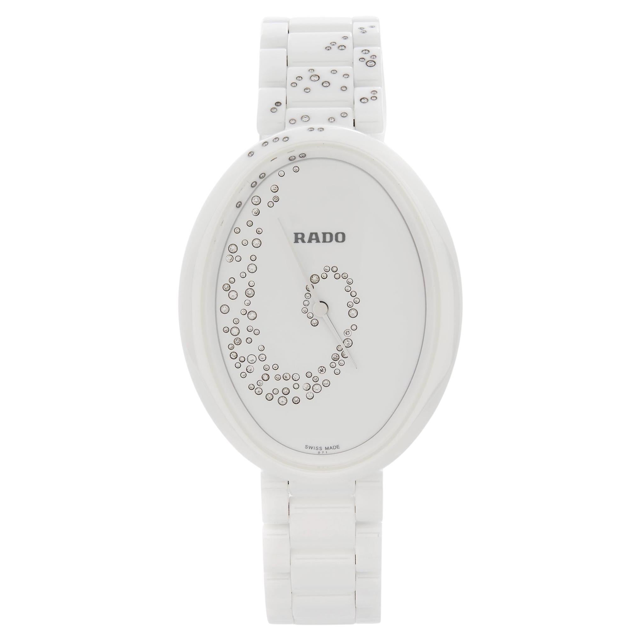 Rado Esenza Ceramic Diamond White Dial Ladies Quartz Watch R53042712 For Sale