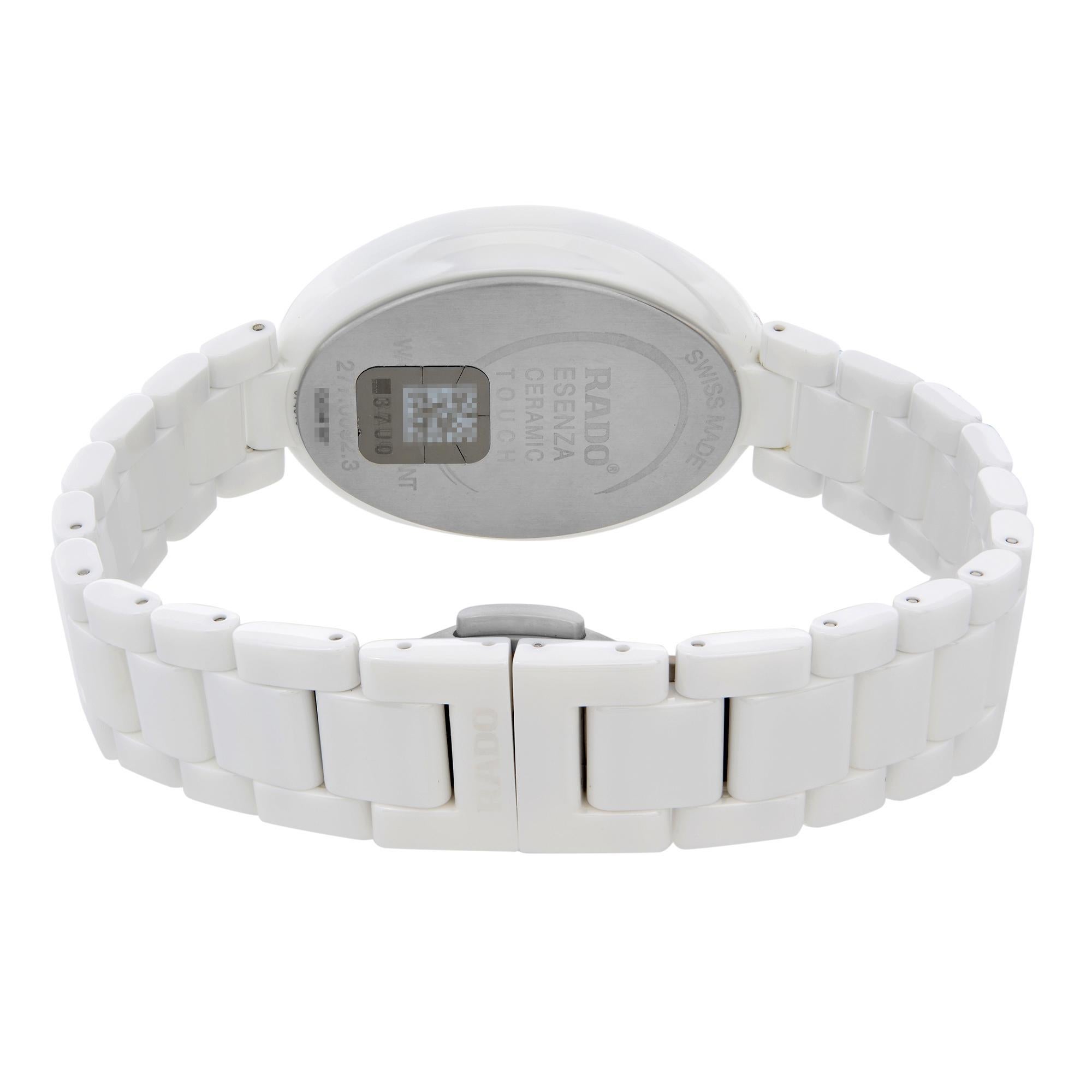 Rado Esenza Ceramic Touch White Diamond Dial Quartz Ladies Watch R53092712 In New Condition For Sale In New York, NY