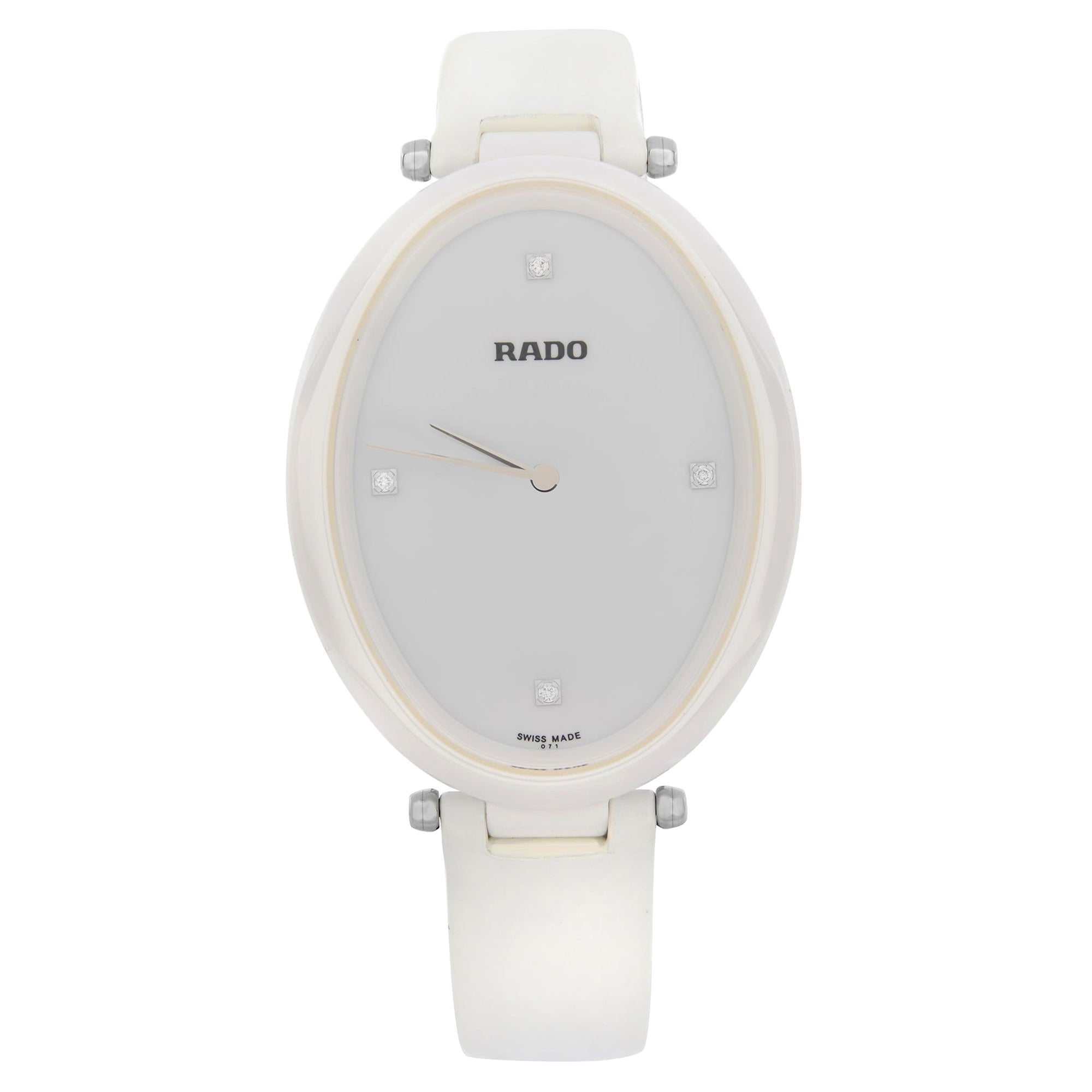 Rado Esenza Damen-Quarzuhr aus Keramikleder mit weißem Diamant-Zifferblatt R53092715 im Angebot