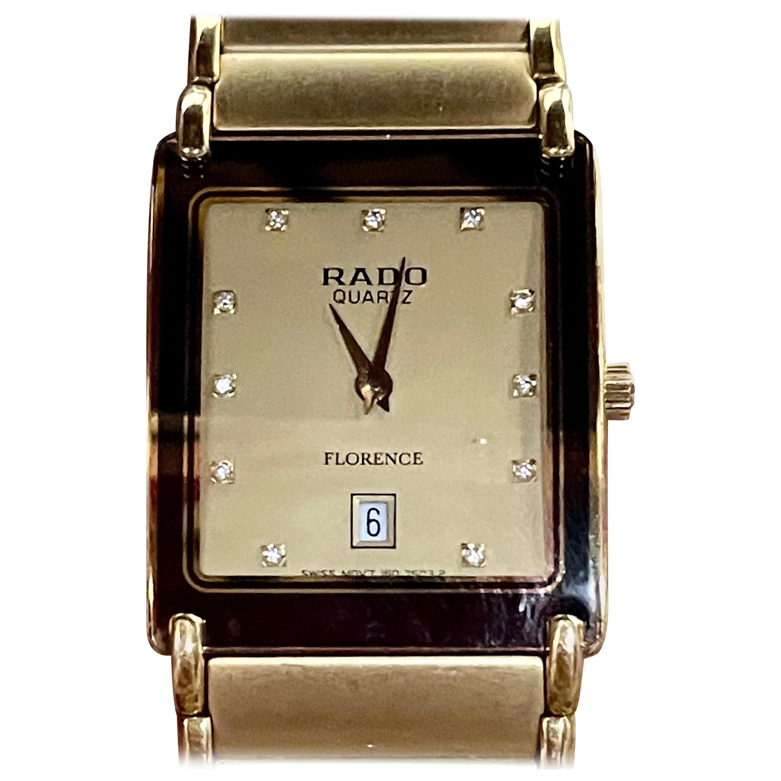 Rado Florence Jubile Men's Quartz, Date Watch 91406, Gold Tone with Box