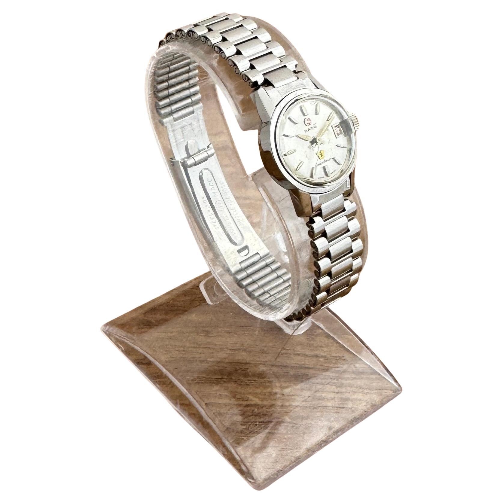 Rado Golden Horse Silver Automatic Date Round 22mm Women Watch For Sale
