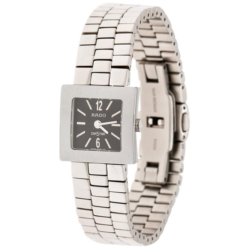 Rado Grey Stainless Steel Carbon Carbide Diastar R18682153 Womens Wristwatch20mm