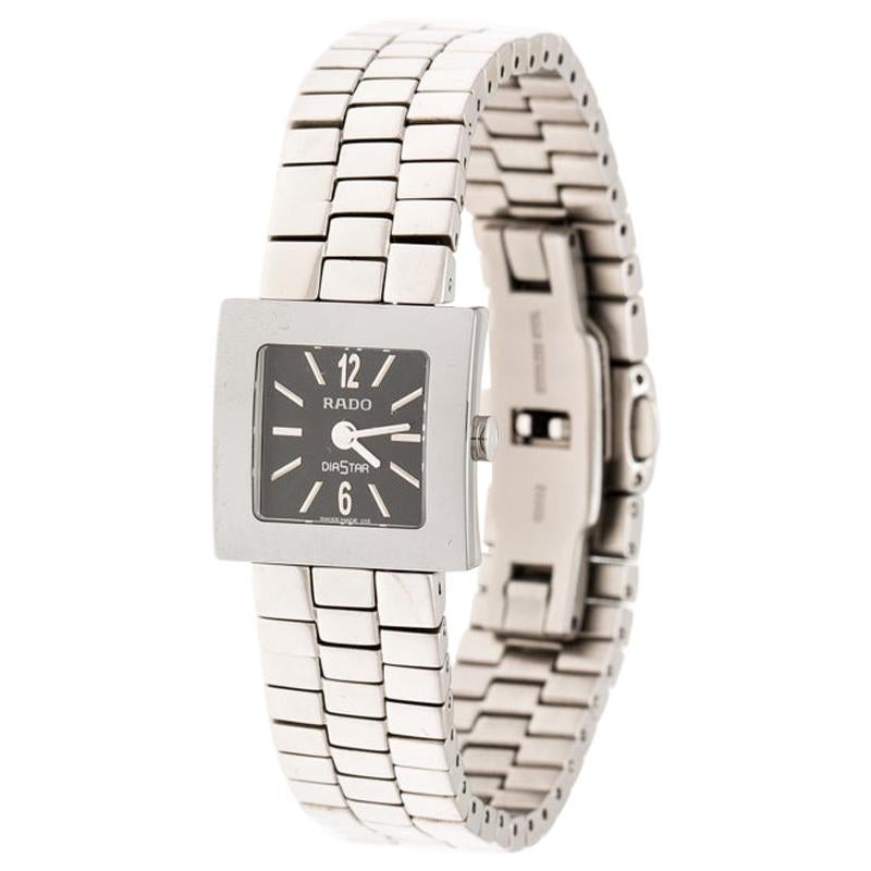 Rado Grey Stainless Steel Carbon Carbide Diastar Women's Wristwatch 20 mm