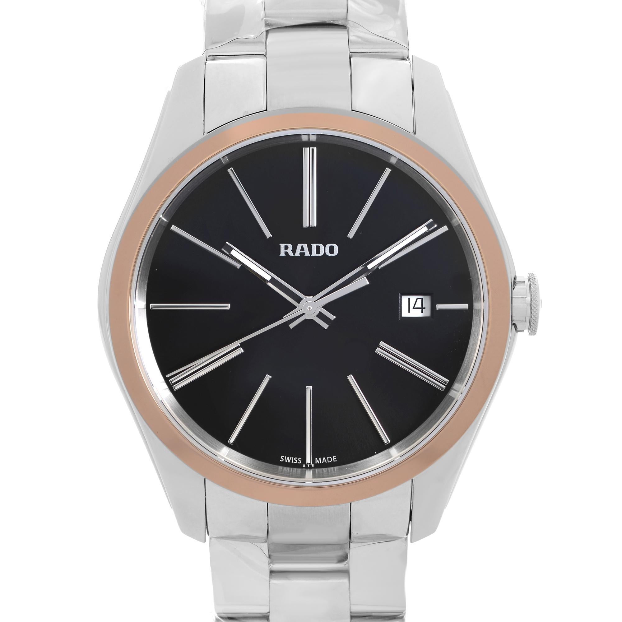 Display Model Rado Hyperchrome 40mm Steel Ceramic Date Black Dial Mens Quartz Watch R32184163. Powered By a Quartz Movement This Beautiful Men's Timepiece Features: Stainless Steel Case and Bracelet, Fixed Rose Gold-Tone Bezel, Black Dial with