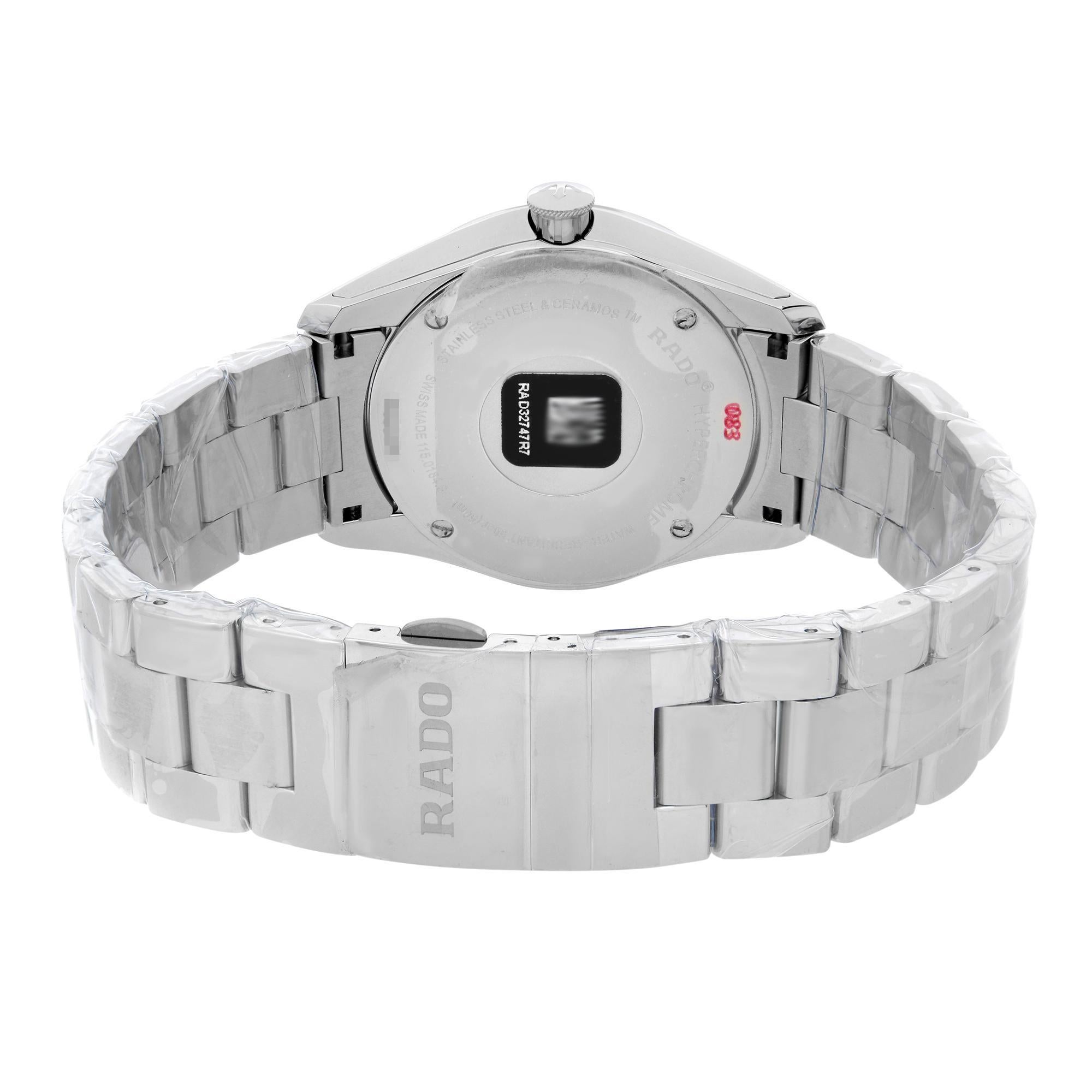 Men's Rado Hyperchrome 40mm Steel Ceramic Date Black Dial Mens Quartz Watch R32184163