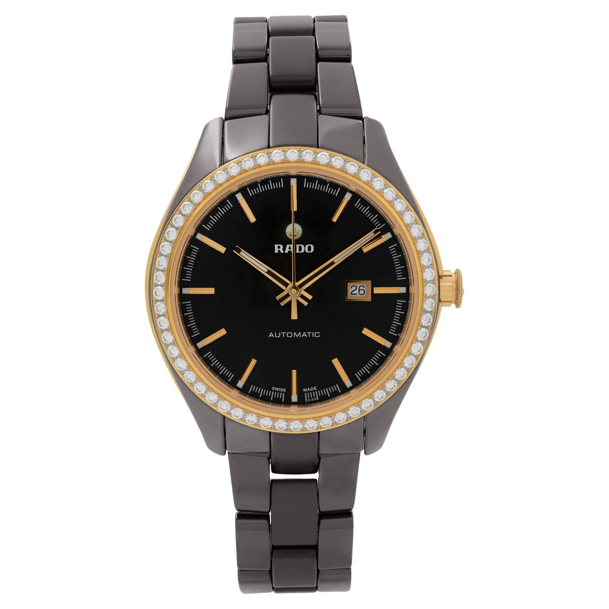 Rado HyperChrome Brown Ceramic Diamonds Bezel Automatic Unisex Watch R32177302 For Sale