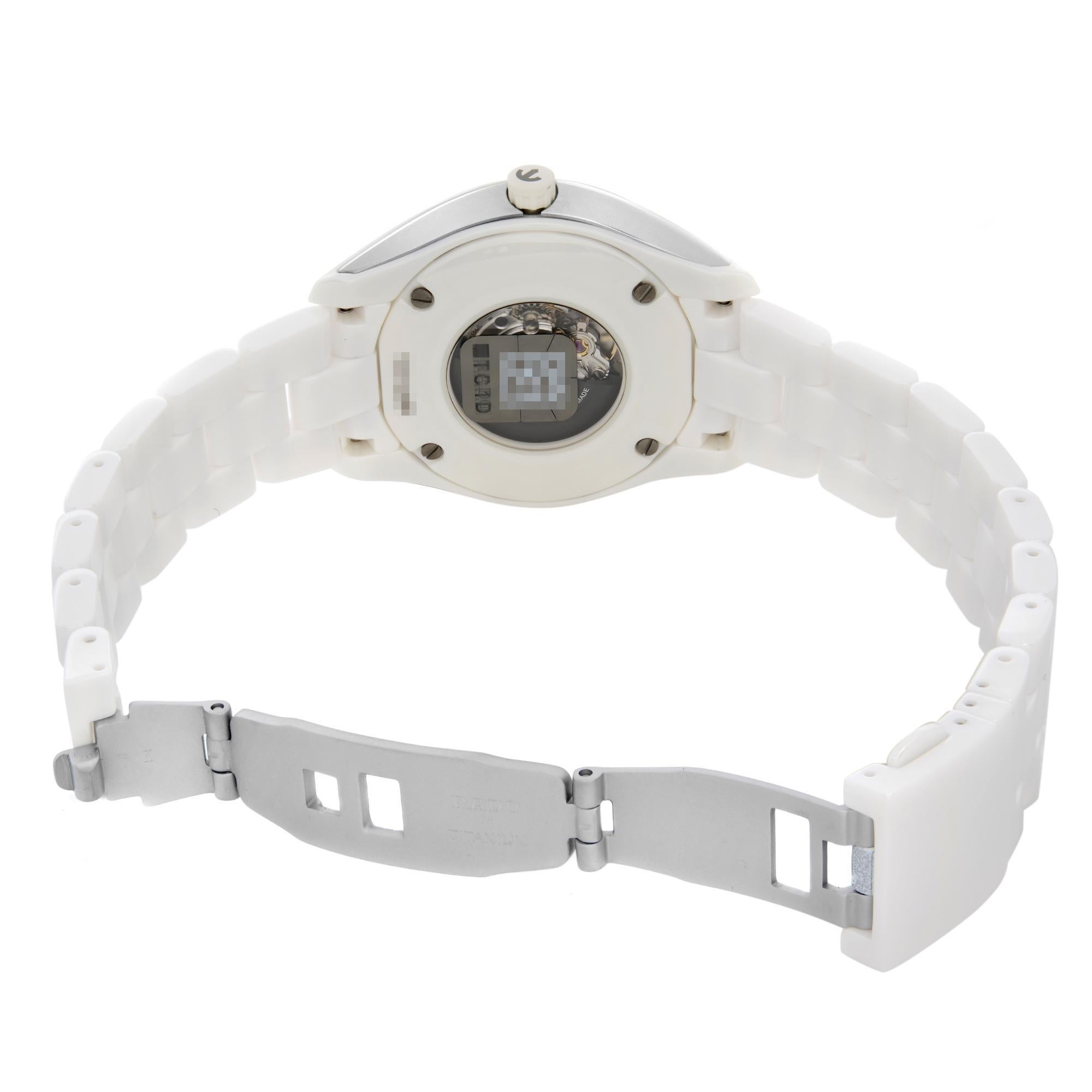 Rado Hyperchrome Ceramic White Diamond Dial Automatic Ladies Watch R32258702 In New Condition In New York, NY