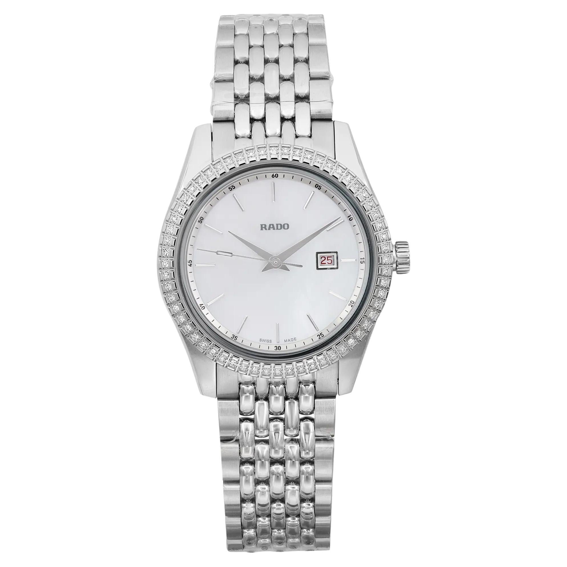 Rado HyperChrome Montre Classic 35 mm avec cadran MOP blanc et diamants, pour femmes R33099918