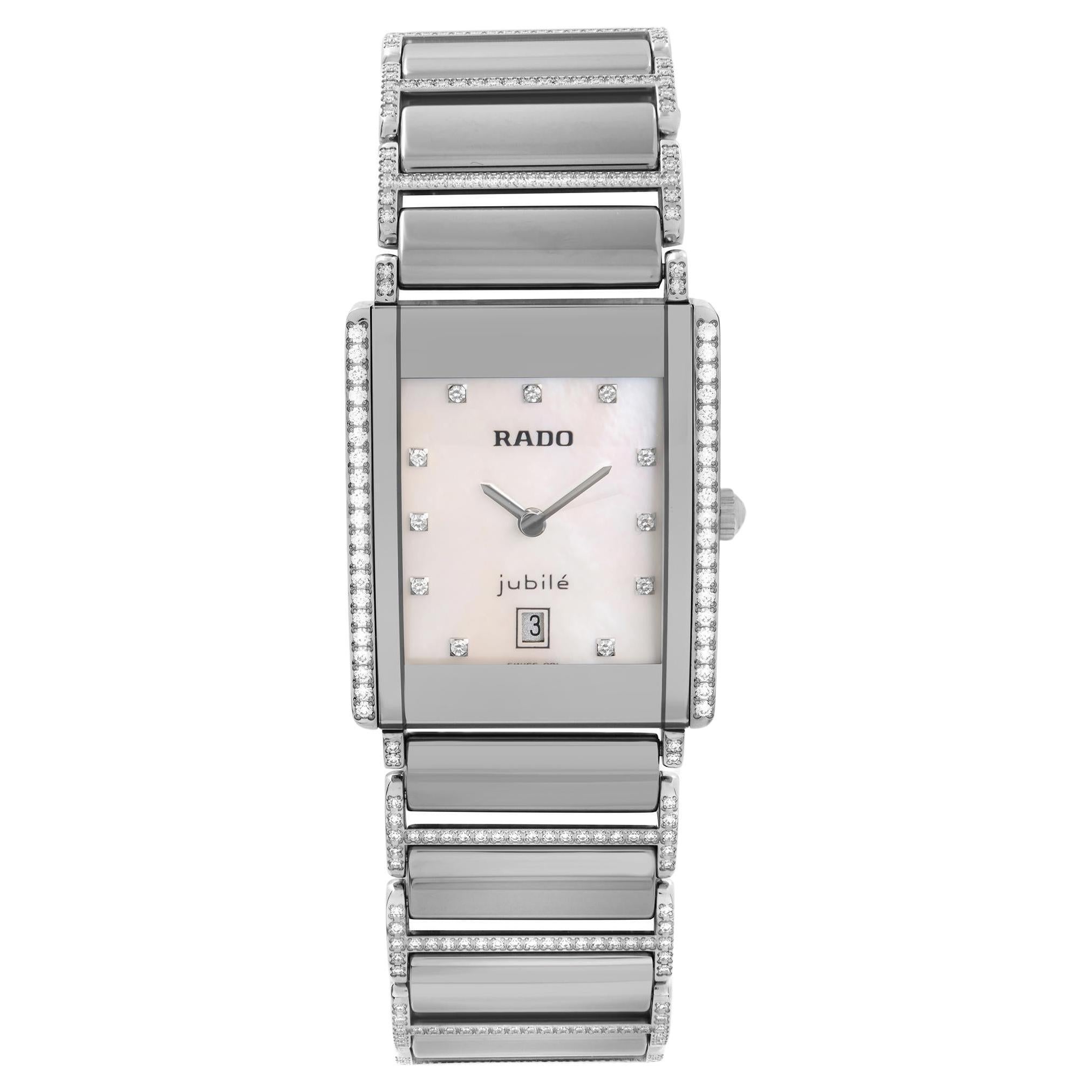 Rado Integral Steel Ceramic Diamonds White Dial Quartz Ladies Watch R20671919