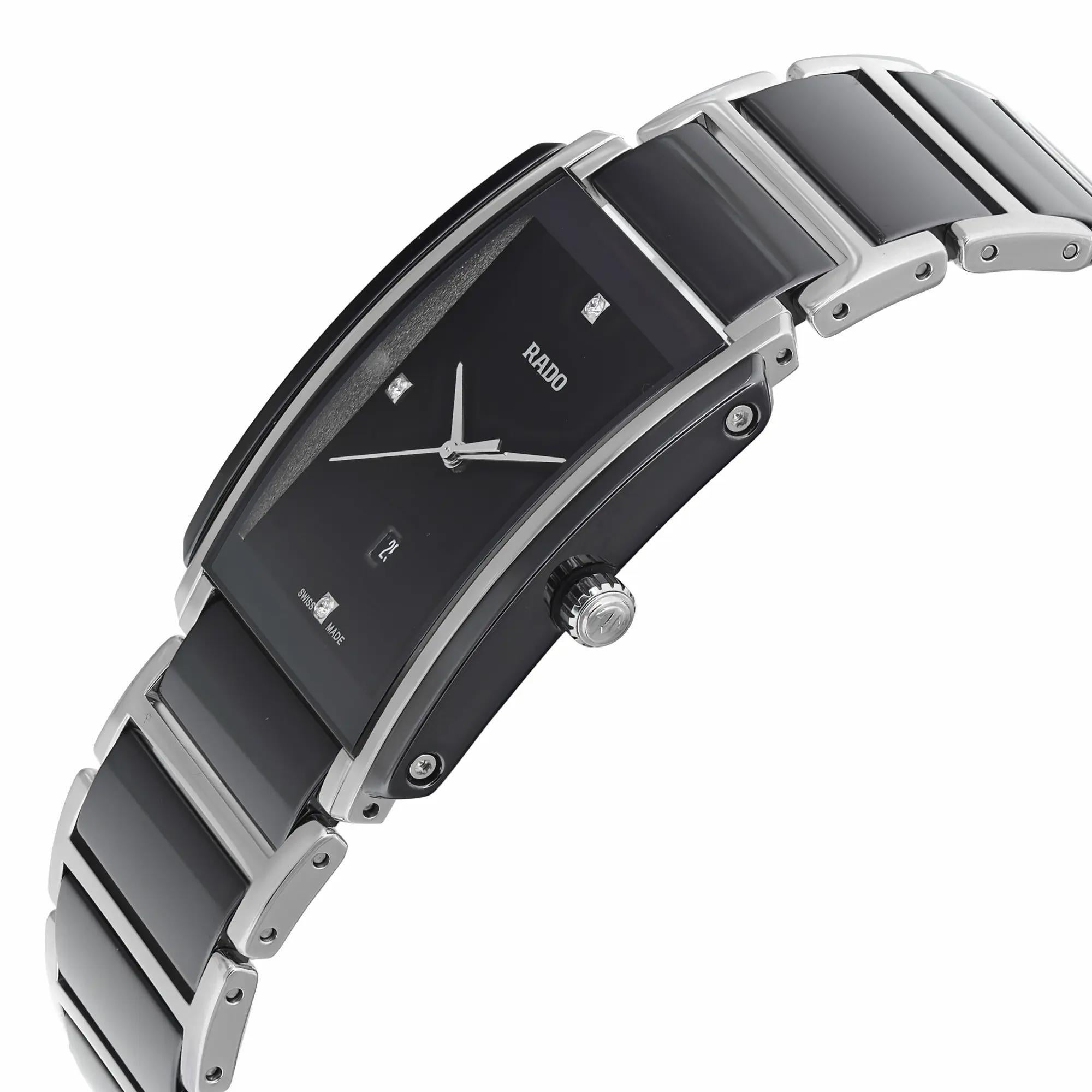 Rado Integral 41mm Steel Ceramic Black Diamond Dial Unisex Watch R20206712 In New Condition In New York, NY