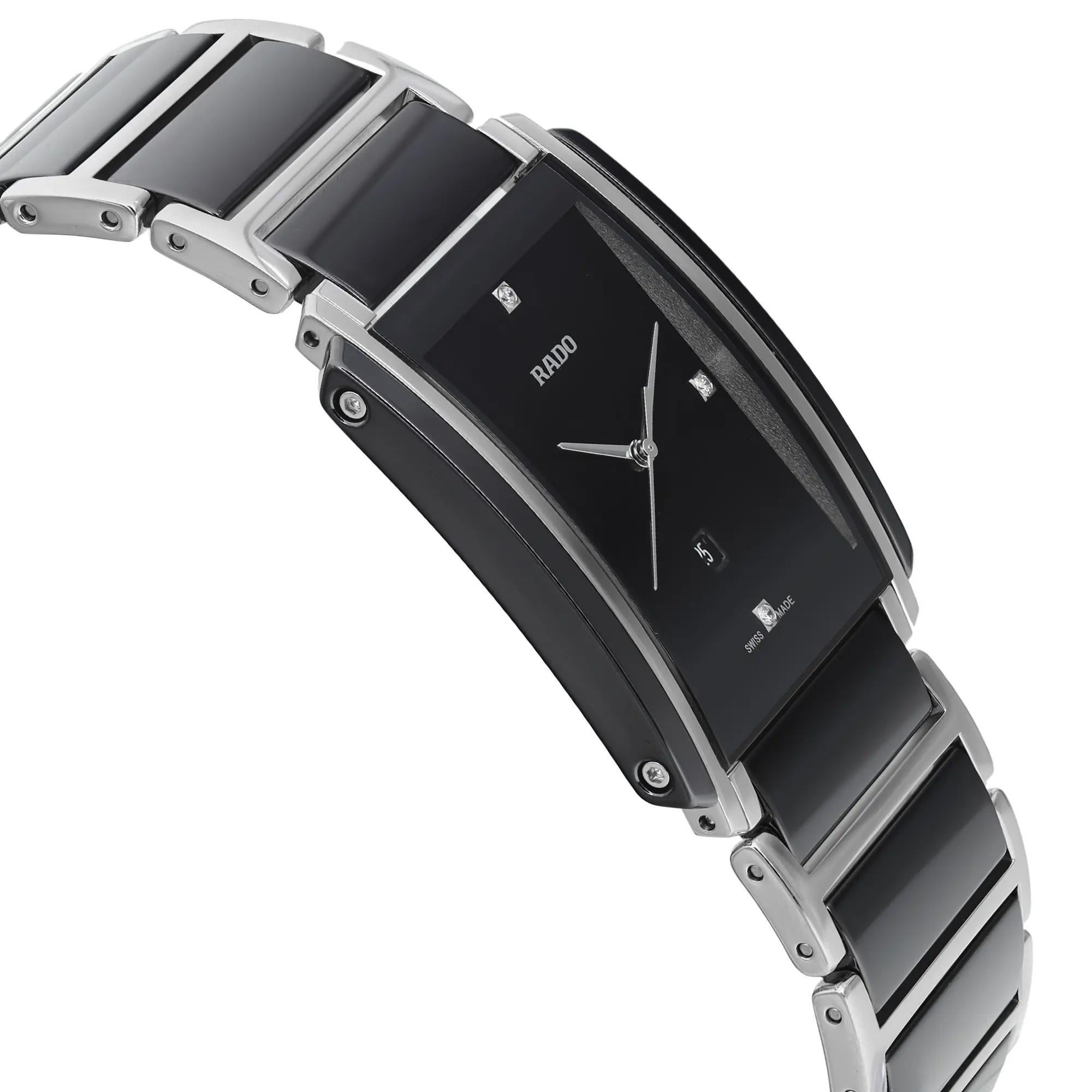Rado Integral 41mm Steel Ceramic Black Diamond Dial Unisex Watch R20206712 1