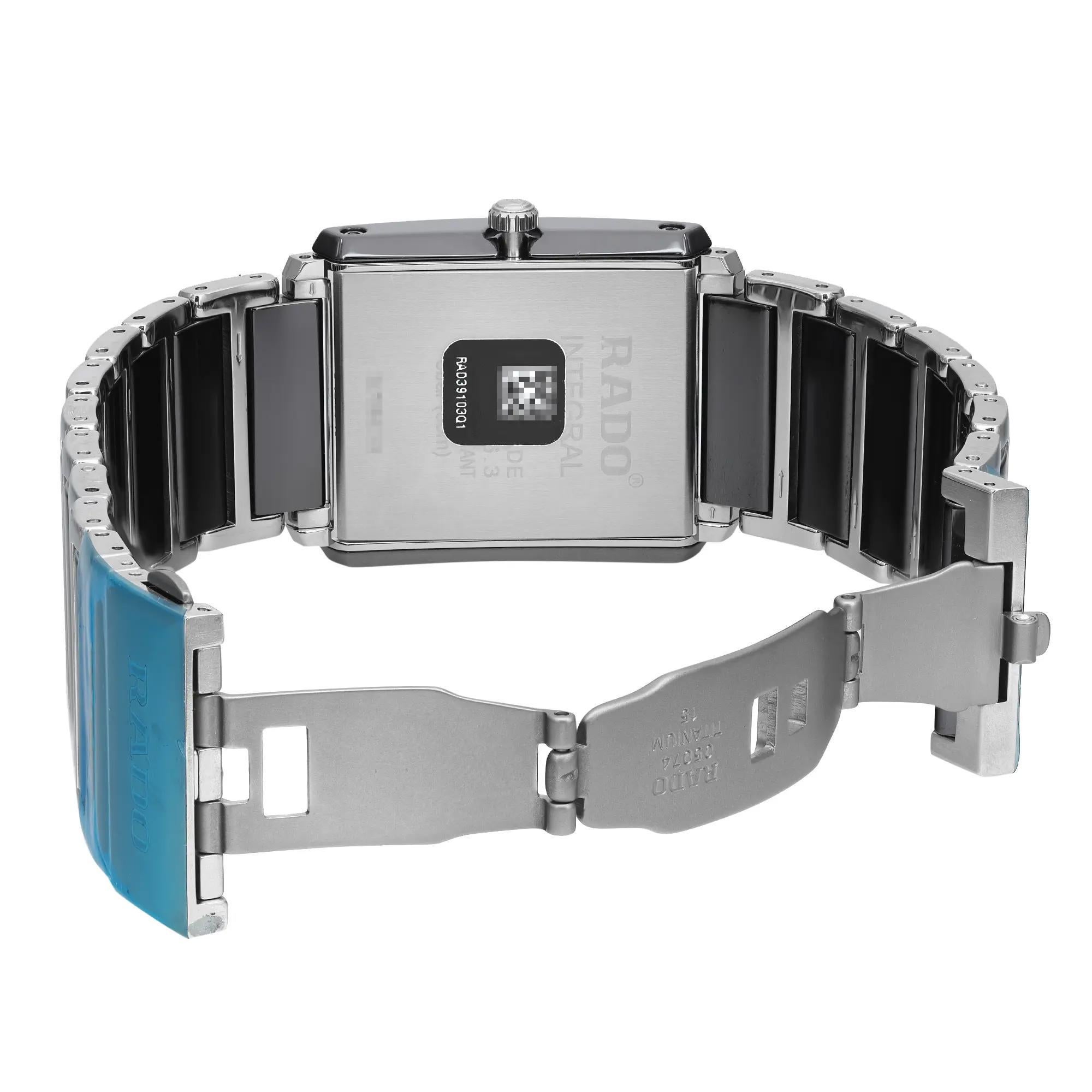 Rado Integral 41mm Steel Ceramic Black Diamond Dial Unisex Watch R20206712 3