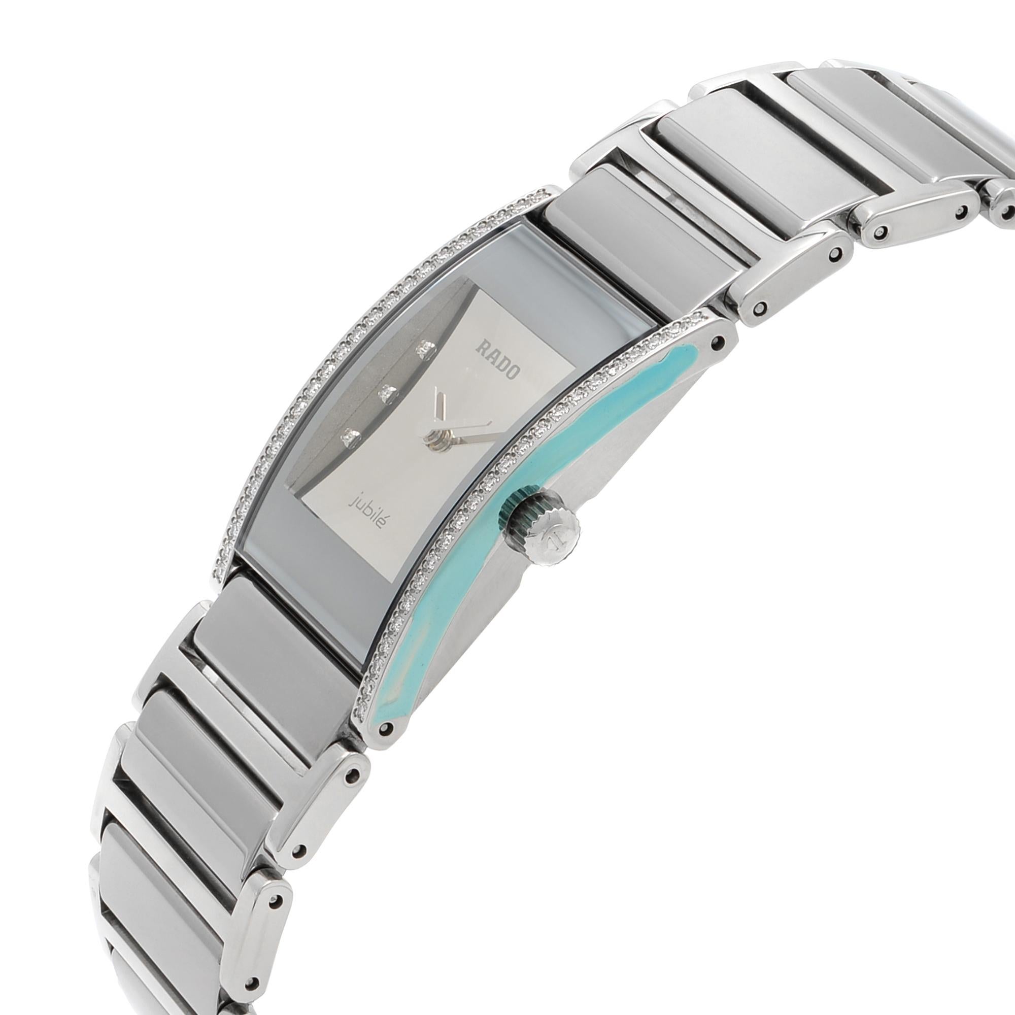 Rado Integral Ceramic Diamond Silver Dial Quartz Womens Watch 