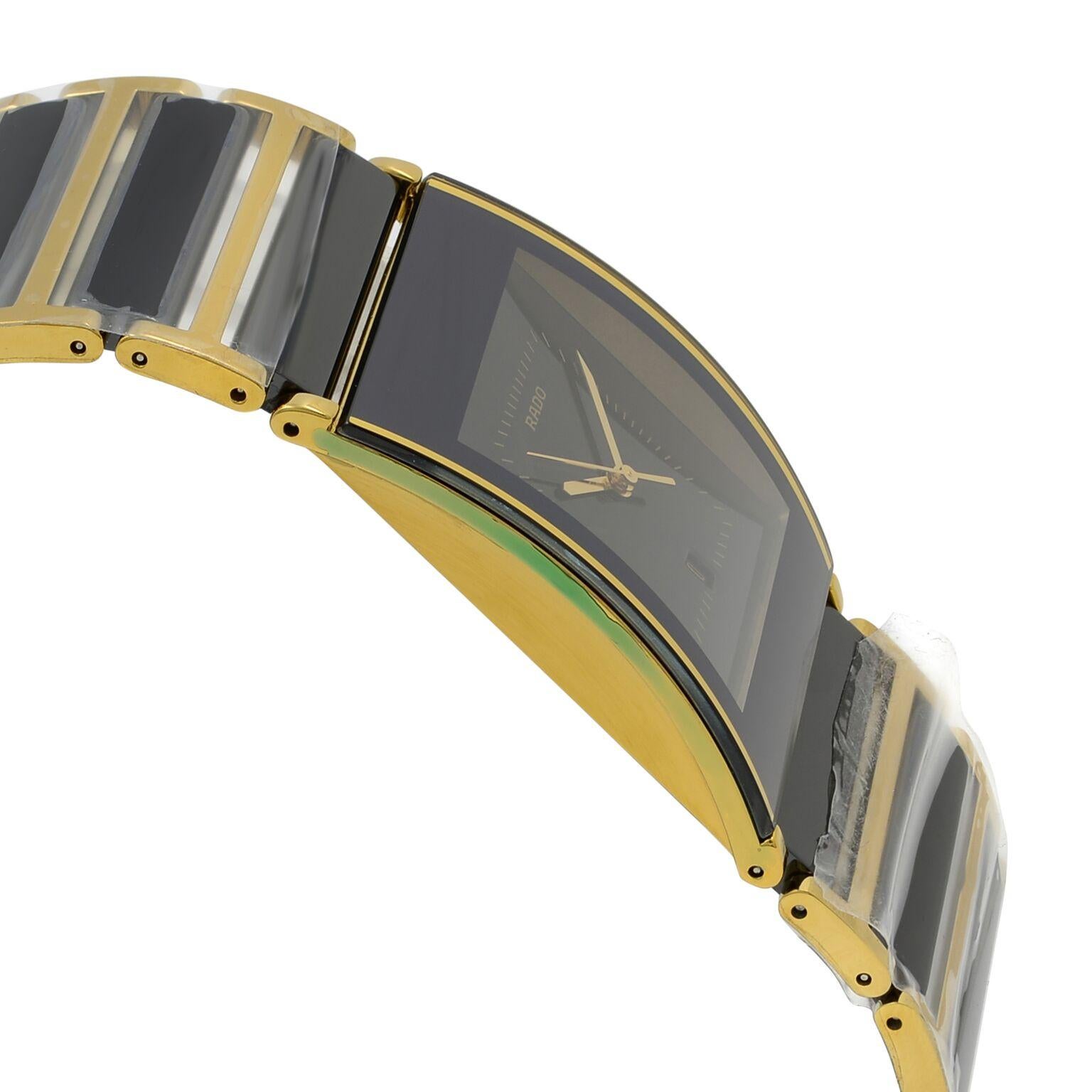 Rado Integral Gold PVD Steel Ceramic Quartz Black Dial Men's Watch R20787402 1