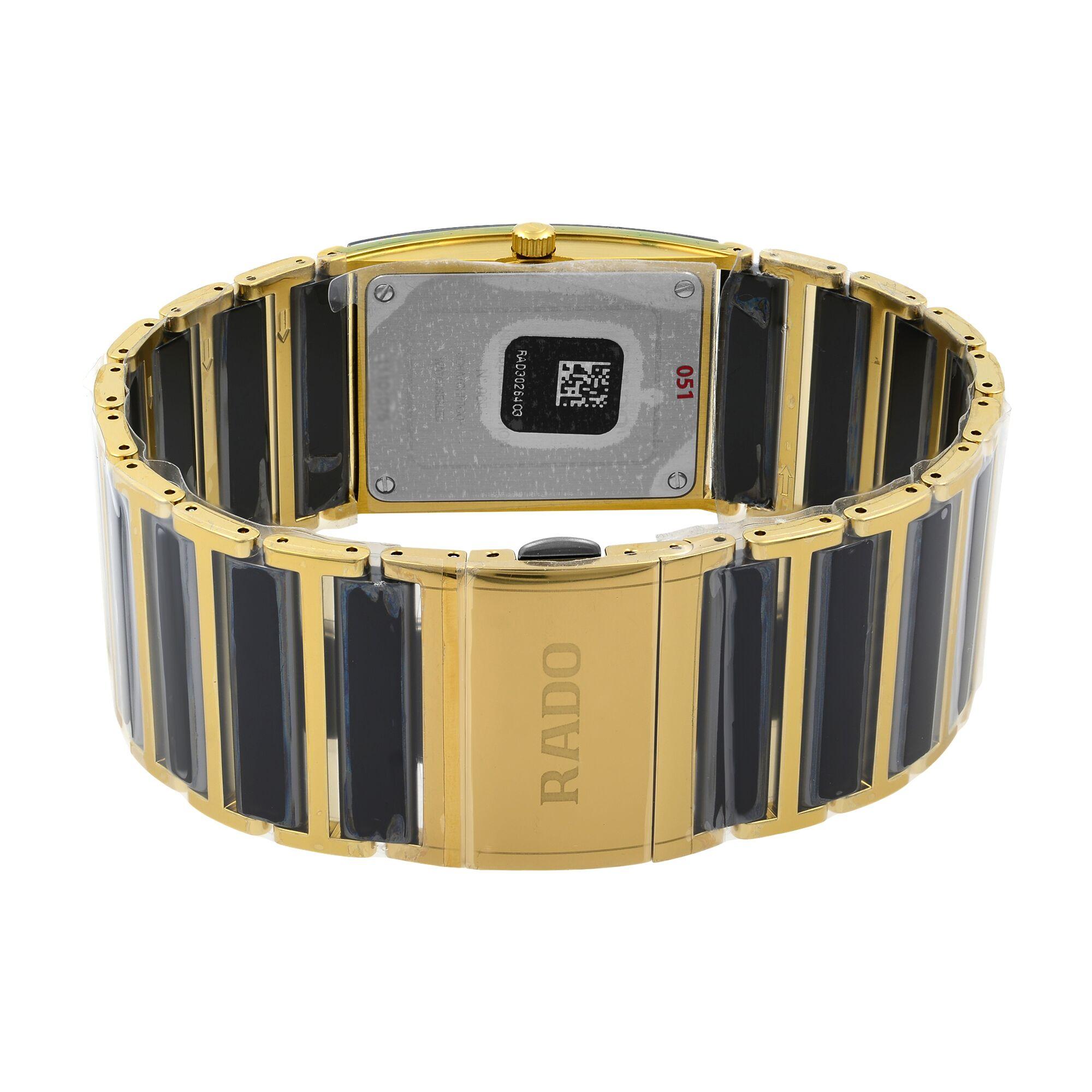 Rado Integral Gold PVD Steel Ceramic Quartz Black Dial Men's Watch R20787402 3