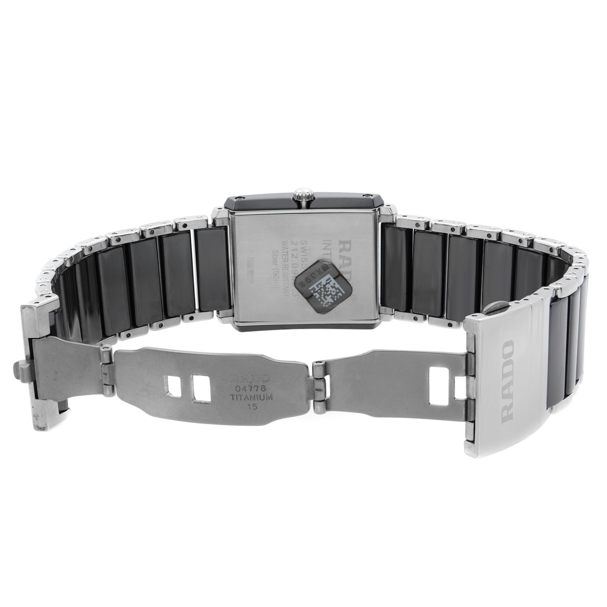 Men's Rado Integral Stainless Steel Ceramic Black Dial Quartz Mens Watch R20963152