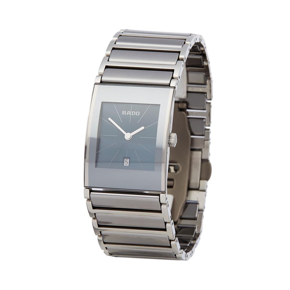 Ref: W5604
Manufacturer: Rado
Model: Integral
Model Ref: R20746202
Age: 
Gender: Ladies
Complete With: Box, Manuals & Guarantee
Dial: Blue Baton
Glass: Sapphire Crystal
Movement: Quartz
Water Resistance: To Manufacturers Specifications
Case: