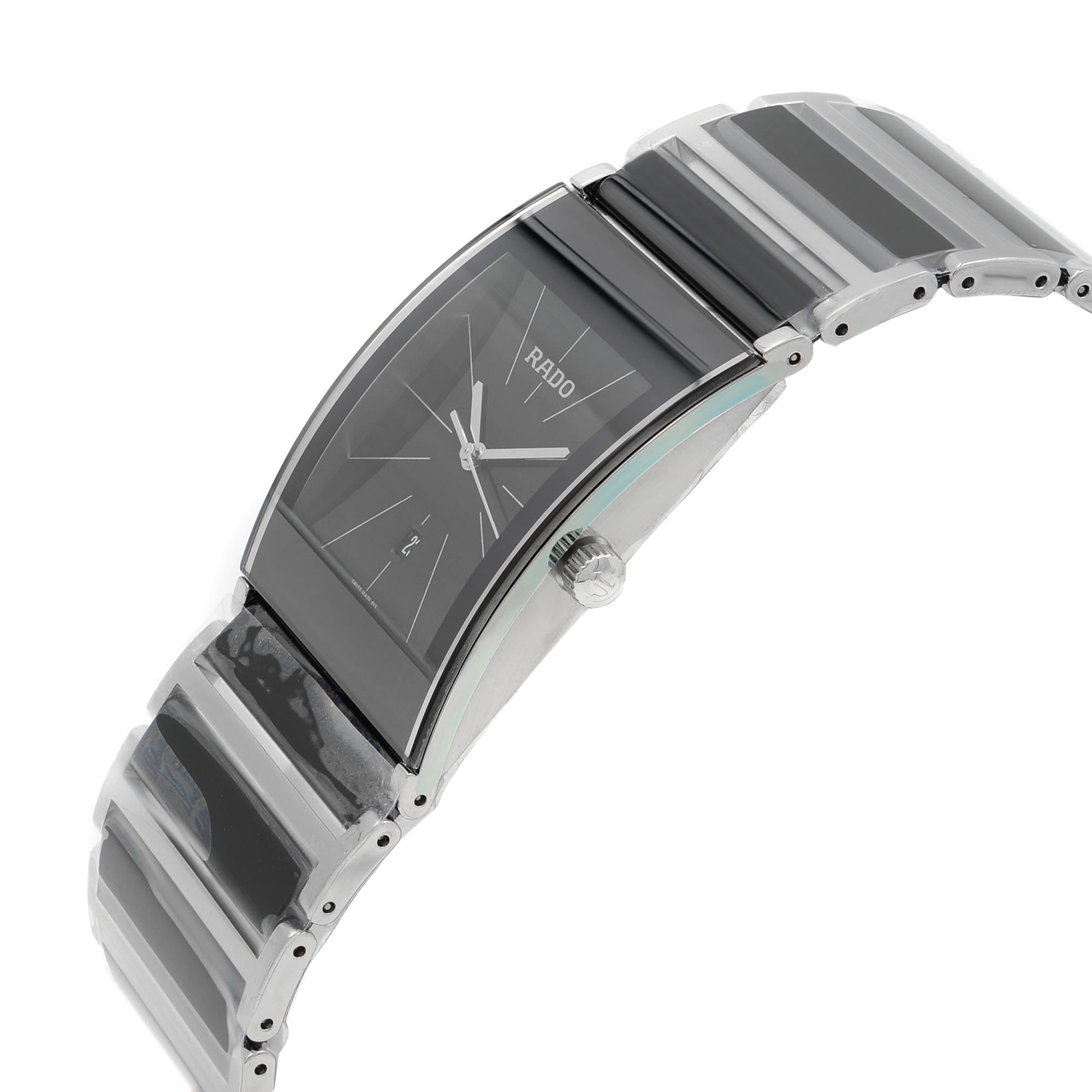 rado integral black dial ceramic men's watch r20784152