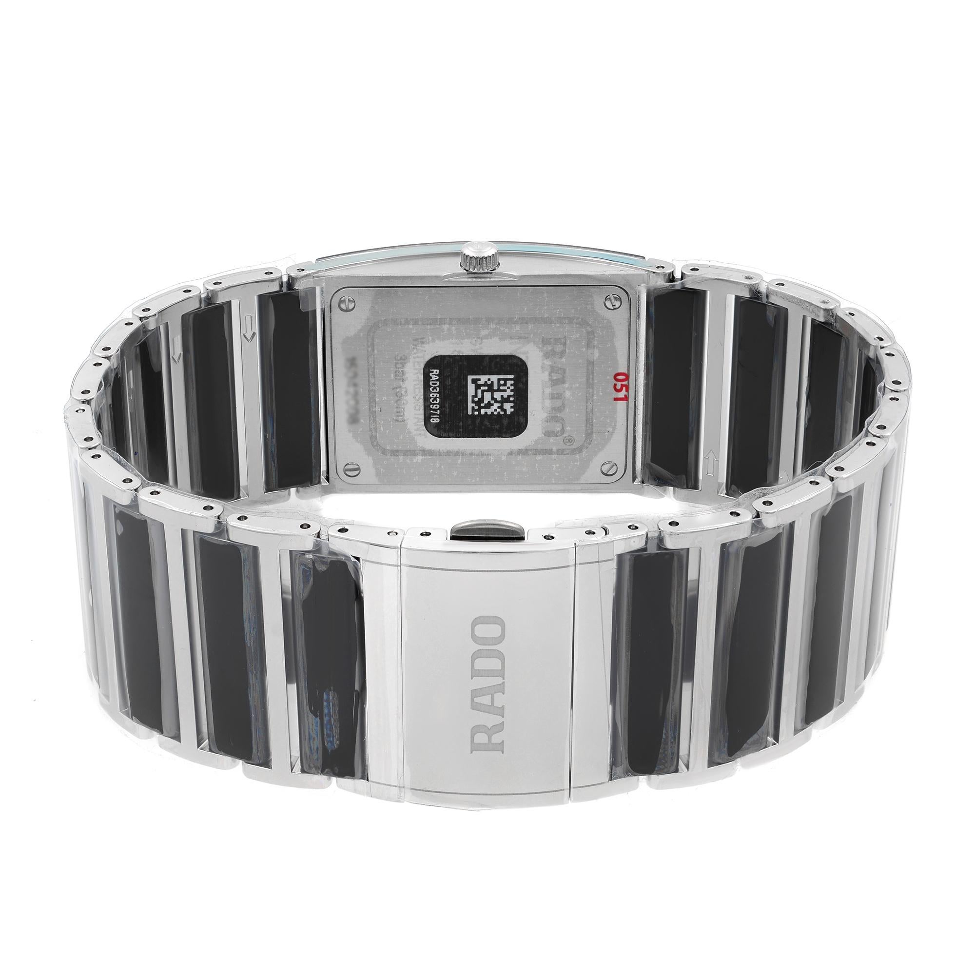 Rado Integral Steel Black Ceramic Black Dial Date Quartz Men’s Watch R20784152 In New Condition In New York, NY