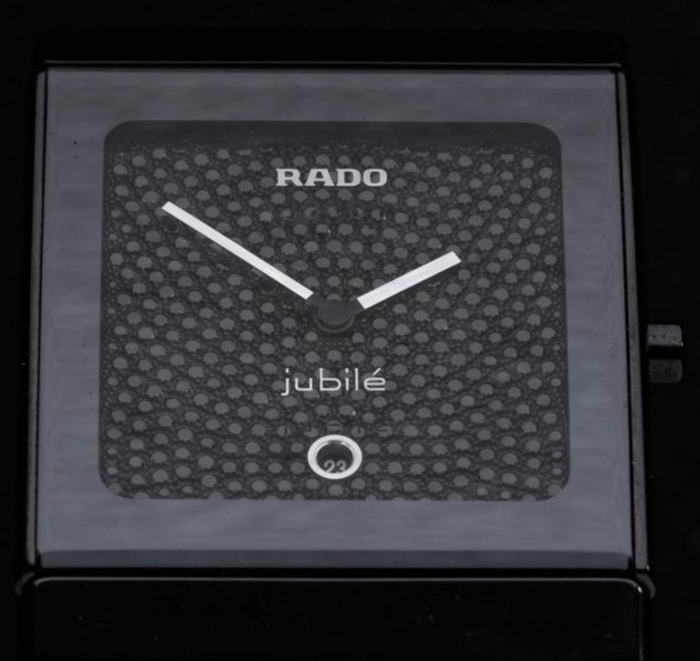 Brilliant Cut Rado Jubile Ceramica Black Pave Diamond Watch Up with Box For Sale