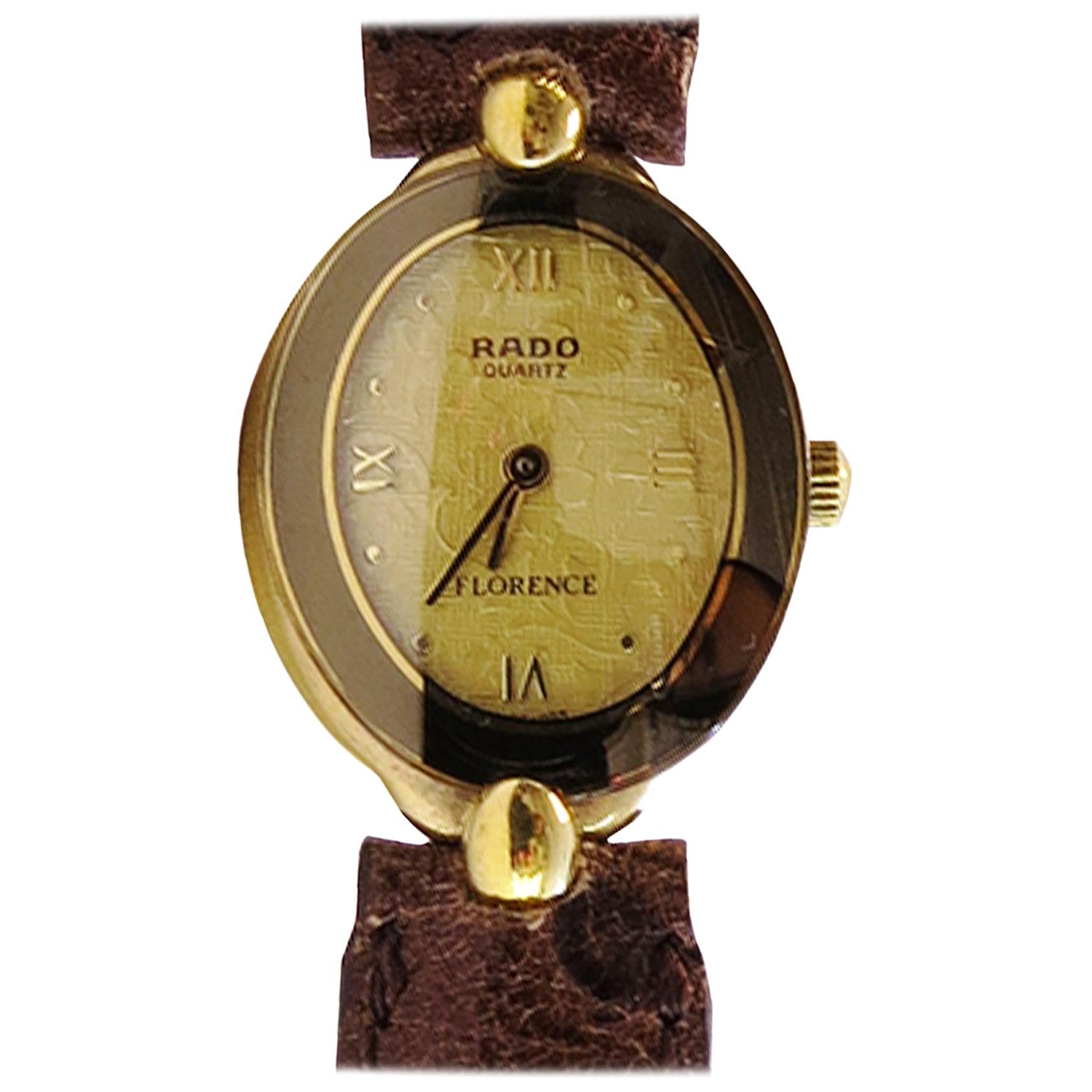 Rado Ladies Watch Whit 18 Karat Plated Yellow Face and Sapphire Crystal For Sale