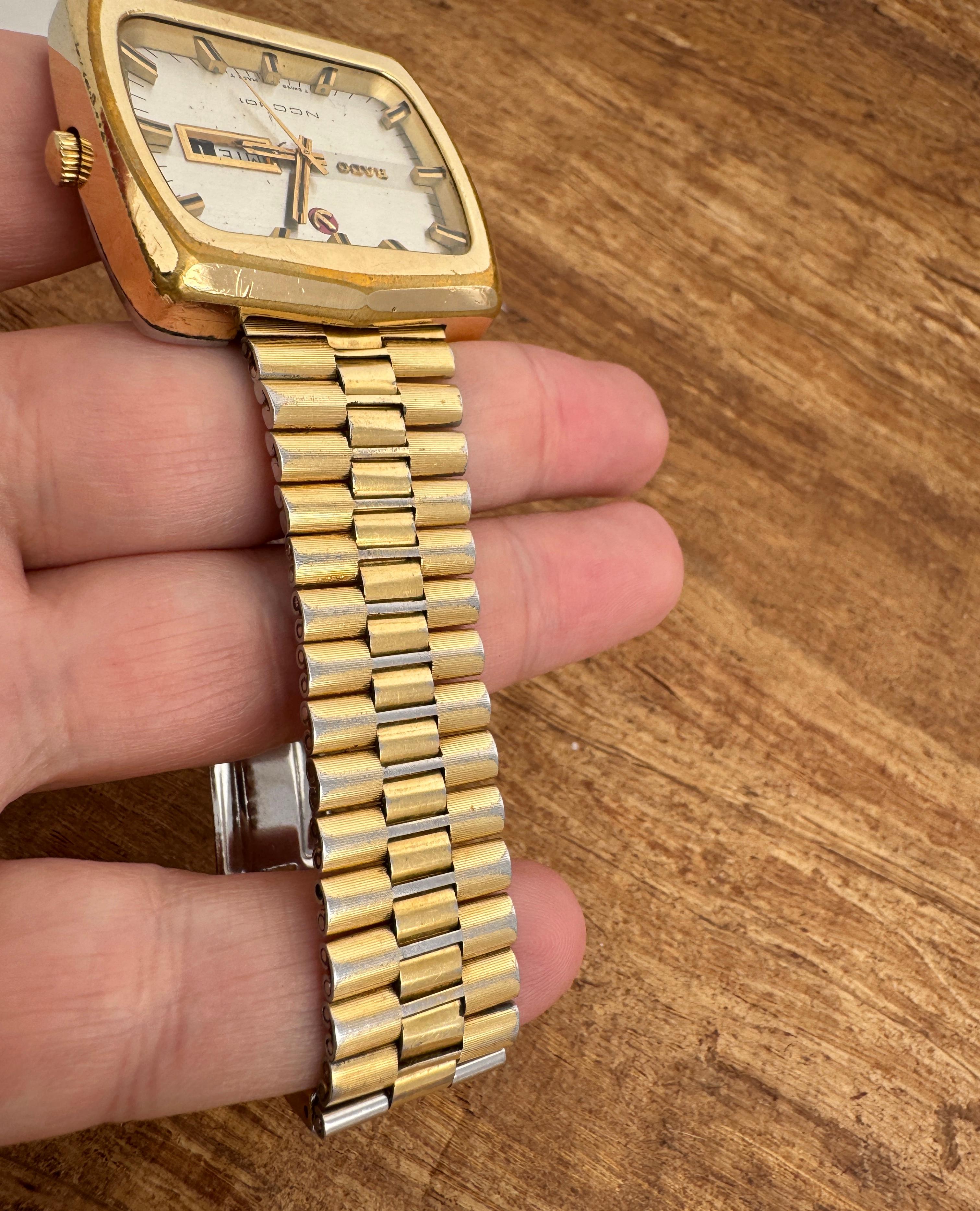 Rado NCC 101 Automatic DAY/DATE TV Dial Gold Plated Full Original Watch For Sale 7
