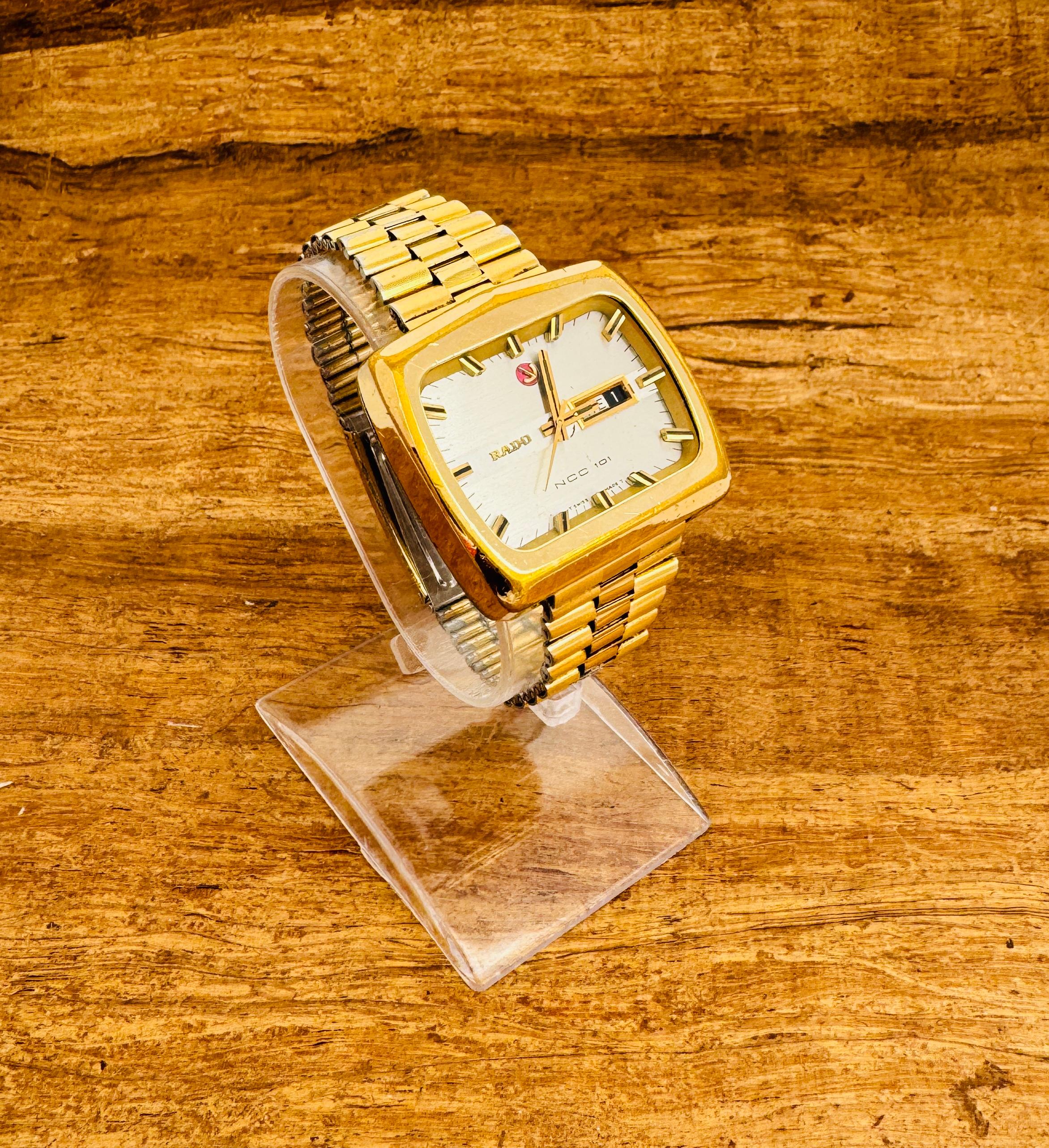 Rado NCC 101 Automatic DAY/DATE TV Dial Gold Plated Full Original Watch In Good Condition For Sale In Toronto, CA