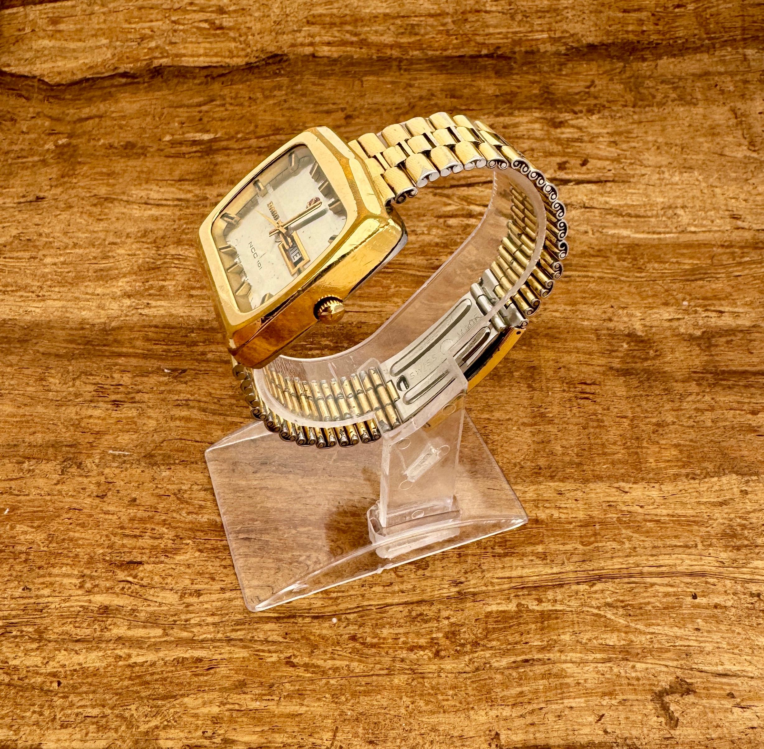 Rado NCC 101 Automatic DAY/DATE TV Dial Gold Plated Full Original Watch For Sale 1