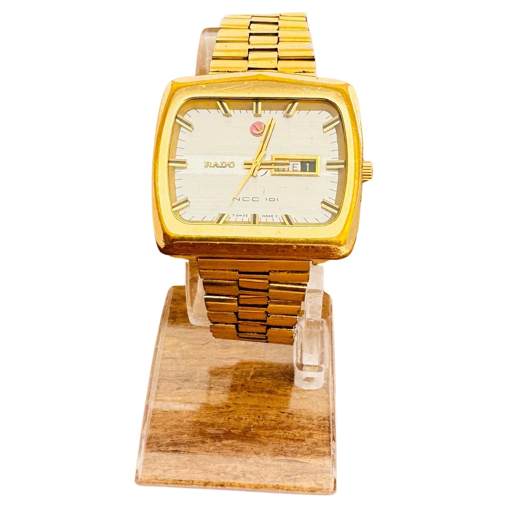 Rado NCC 101 Automatic DAY/DATE TV Dial Gold Plated Full Original Watch For Sale