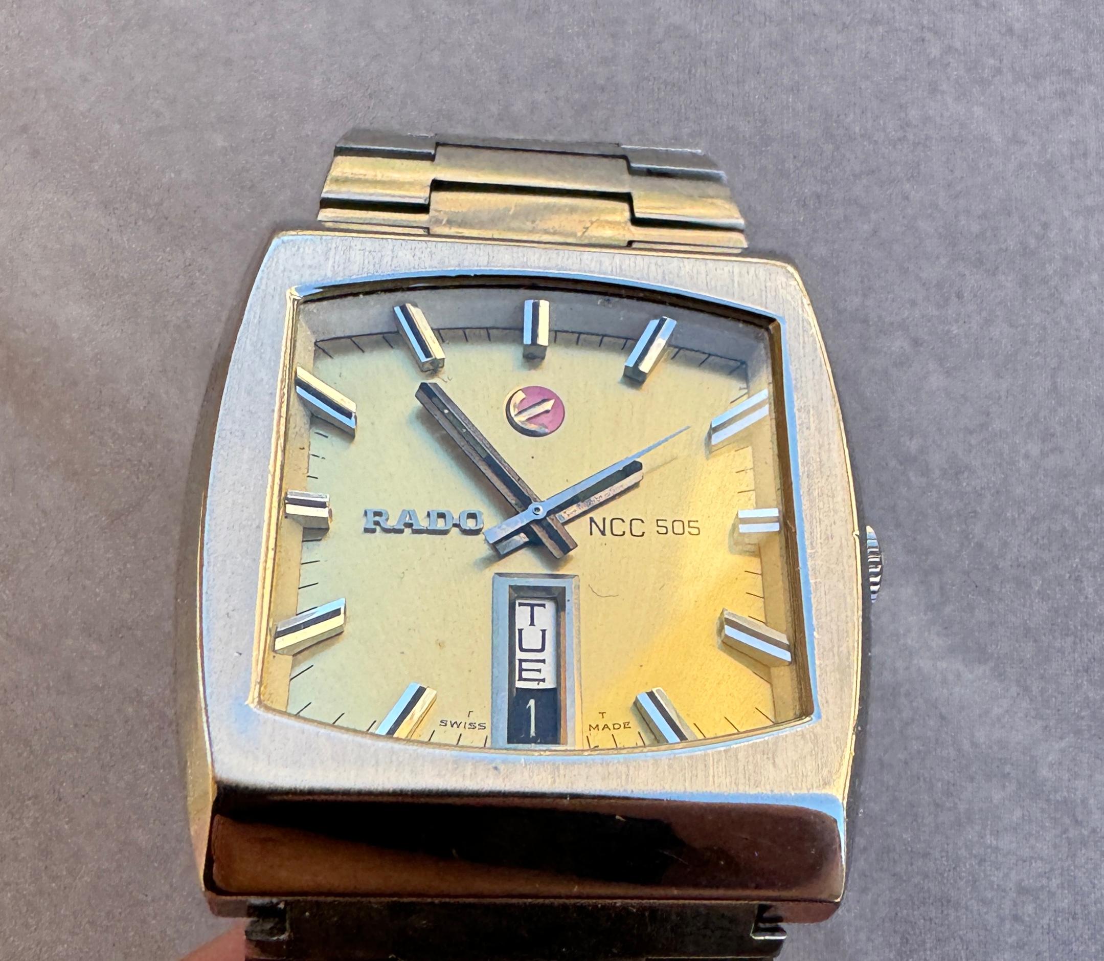Rado NCC 505 Automatic Day & Date Calendar TV Style Rare Dial Stainless Watch en venta 6