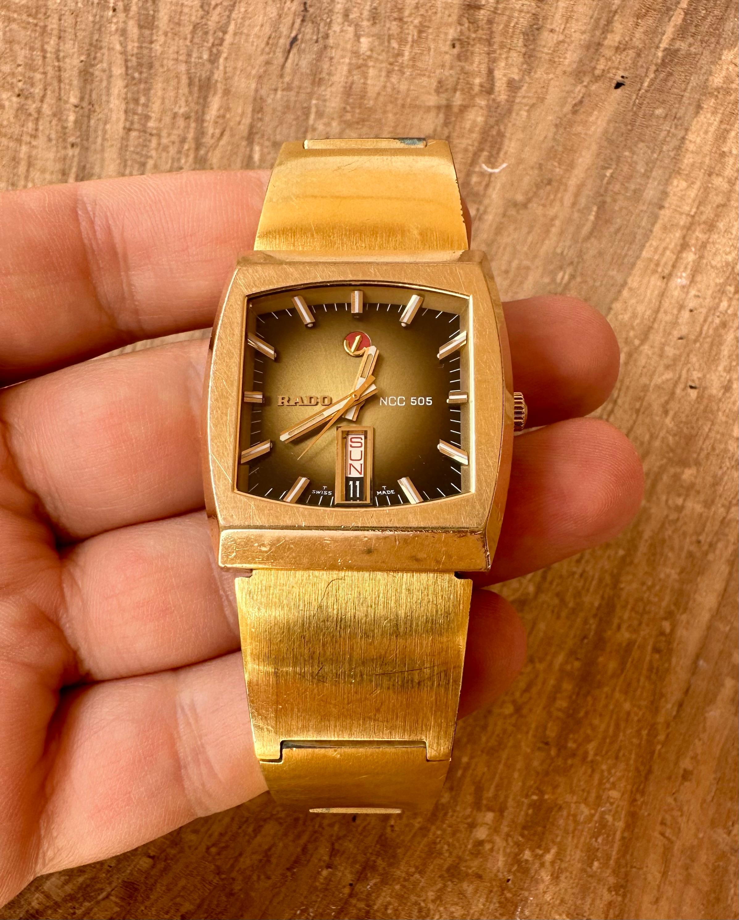 Rado Ncc 505 Automatic Gold Plated Rare Dial Boxed For Sale 12