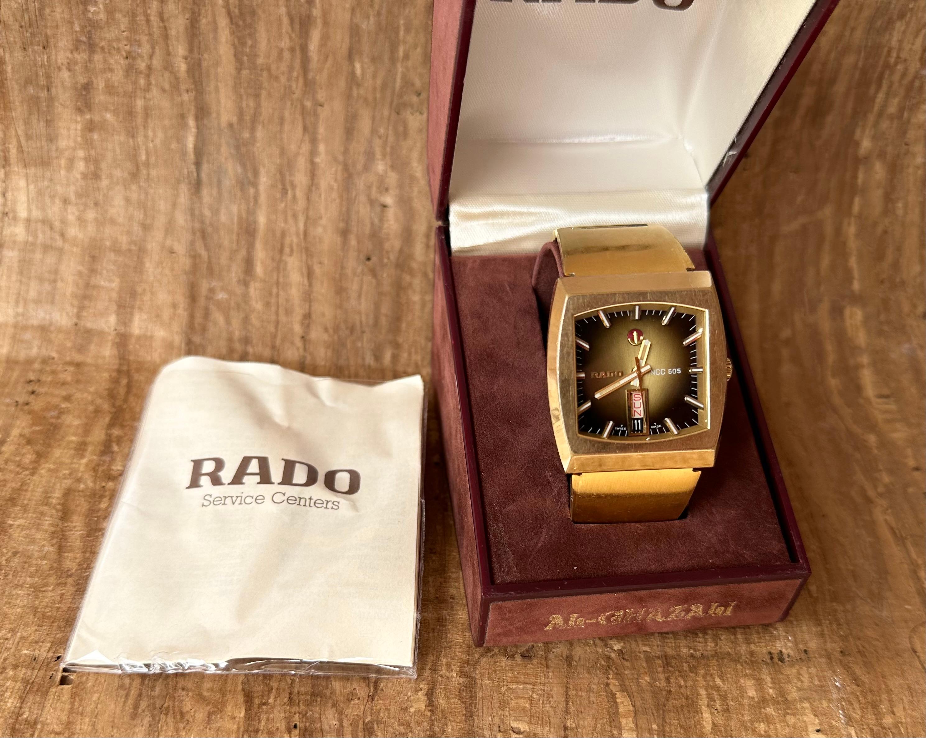 Rado Ncc 505 Automatic Gold Plated Rare Cadran Boîte en vente 16