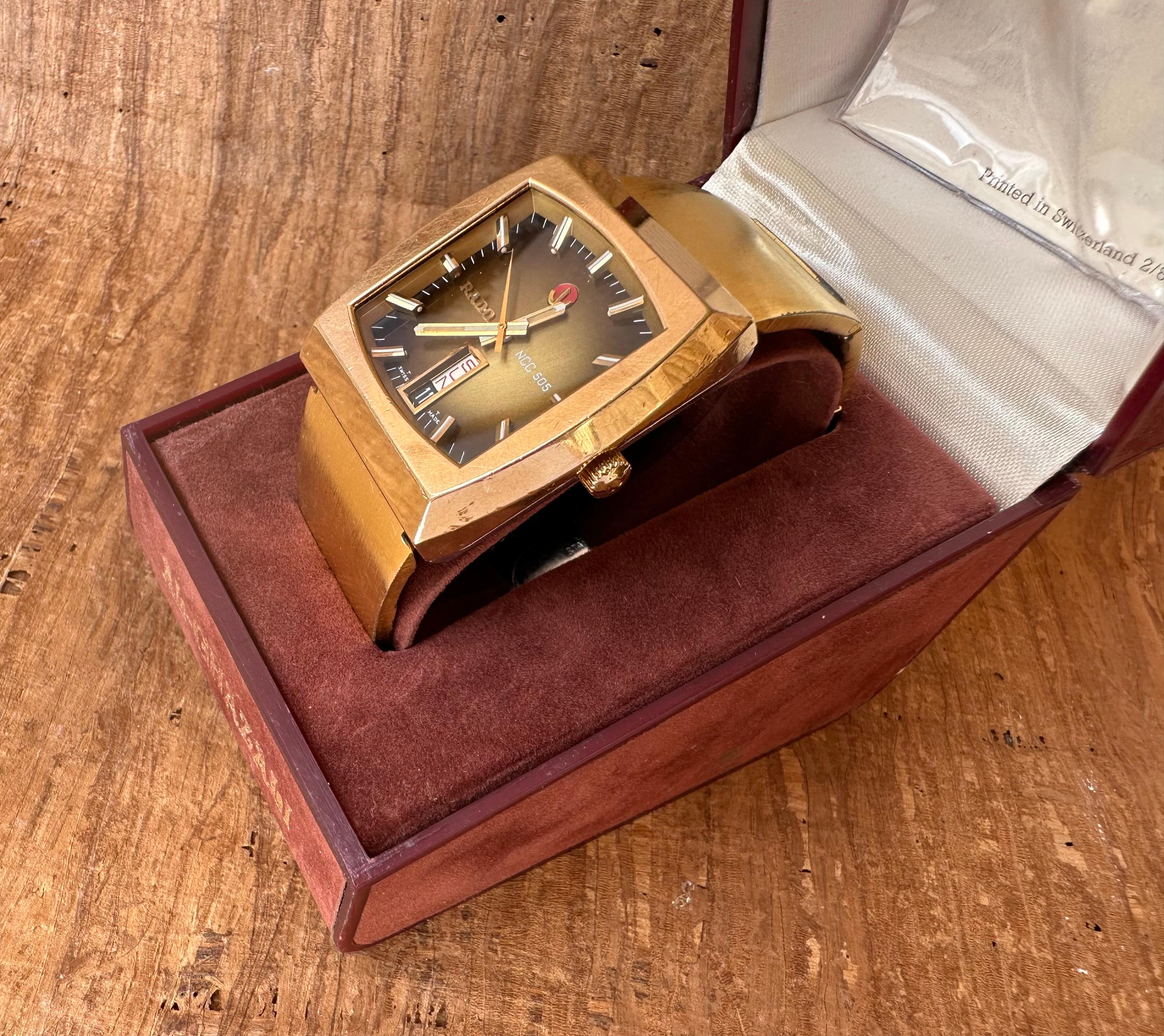Rado Ncc 505 Automatic Gold Plated Rare Dial Boxed For Sale 1