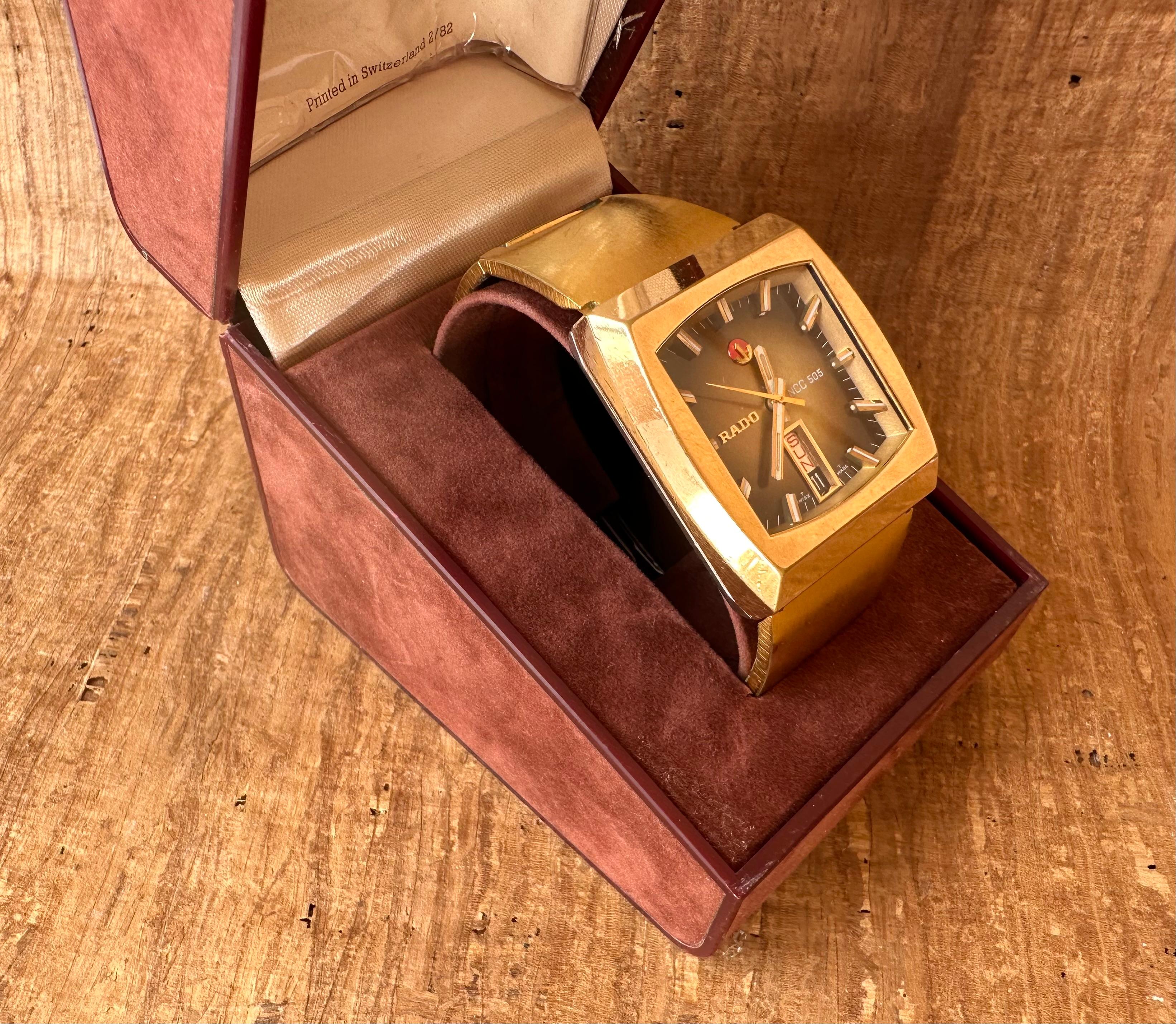 Rado Ncc 505 Automatic Gold Plated Rare Dial Boxed For Sale 2