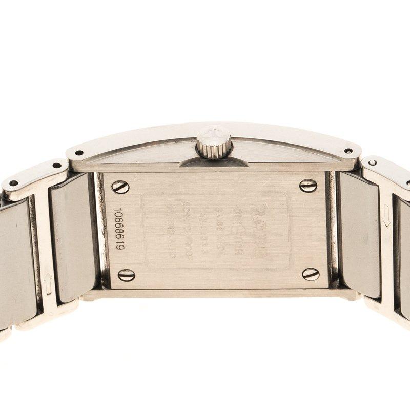 Rado Silver Stainless Steel and Ceramic Diamond Women's Wristwatch 16 mm In Fair Condition In Dubai, Al Qouz 2