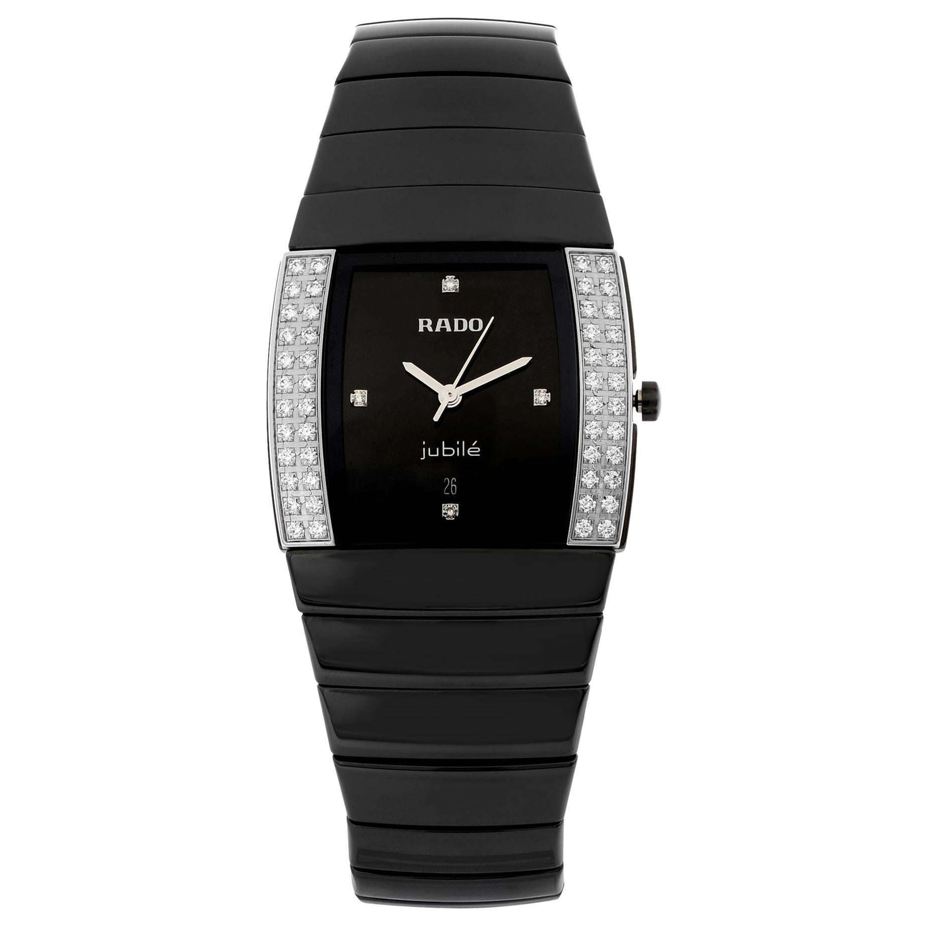 Rado Sintra Jubile Ceramic Diamond Black Dial Ladies Quartz Watch R1361771